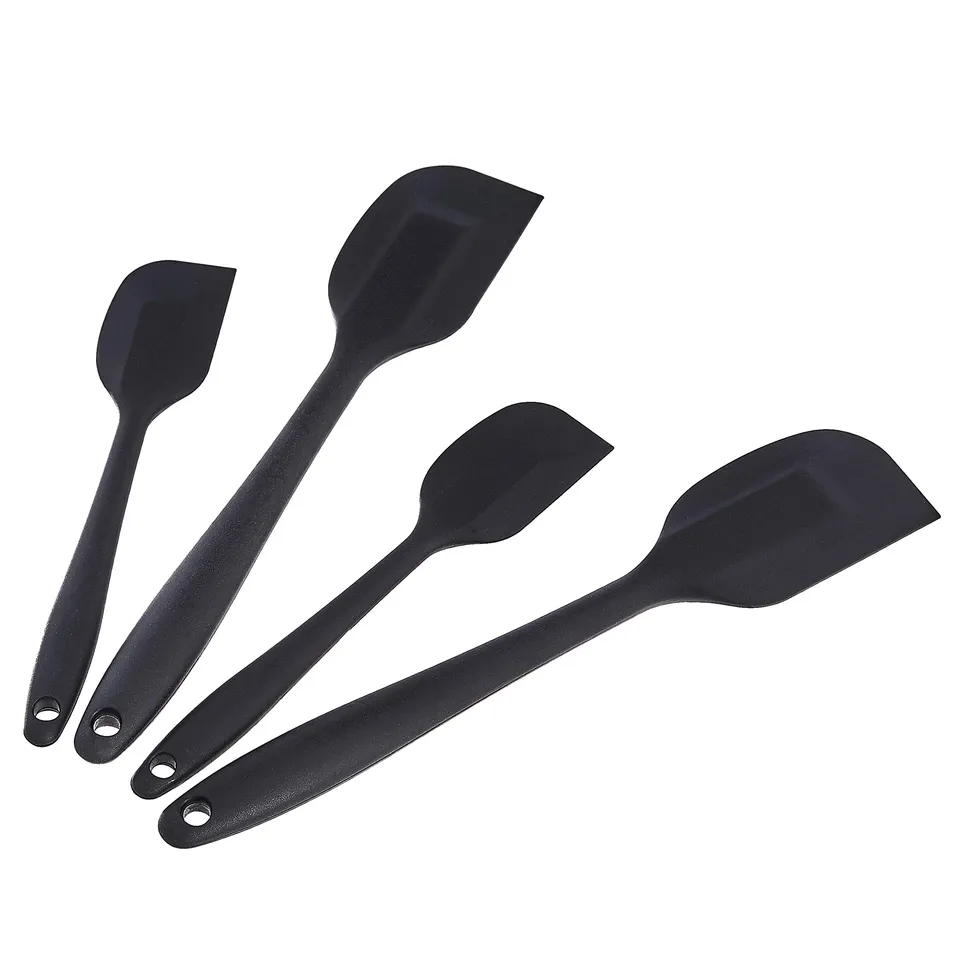 Amazon Basics Set 4 Spatole Silicone Nero Antiaderenti BPA Free