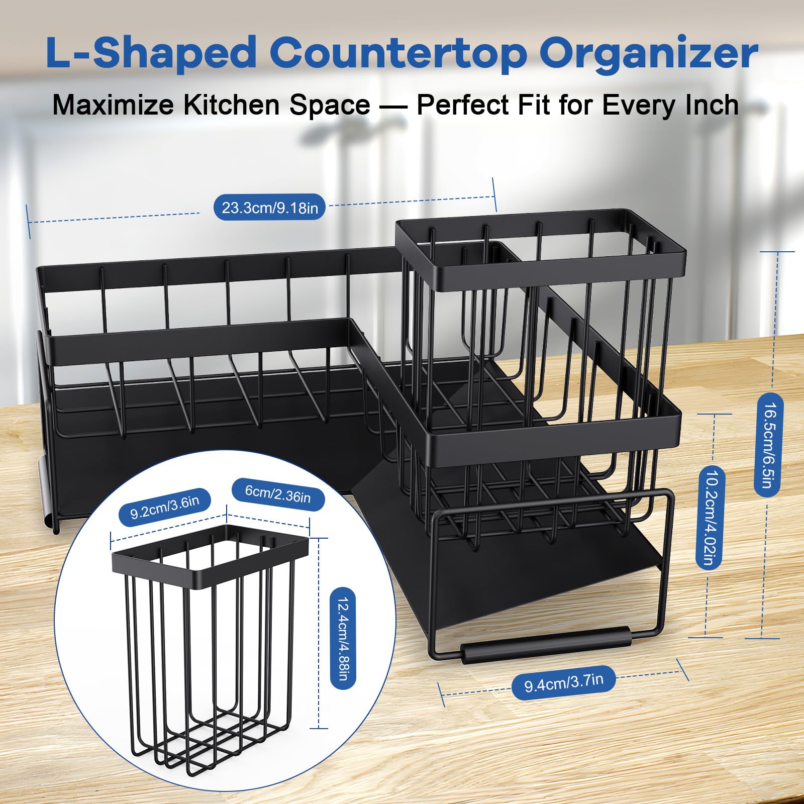 RealPlus organizer lavello a L metallo antiruggine 22,8 cm