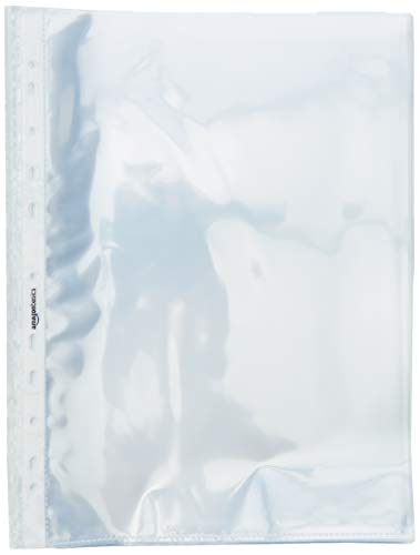 AmazonBasics Buste Forate A4 60 Micron 100 Pezzi Trasparenti