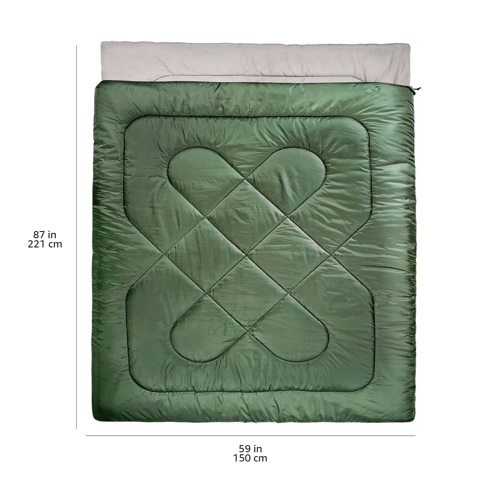 Amazon Basics Sacco a Pelo Matrimoniale 2 Persone Verde Oliva