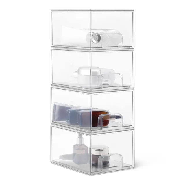 Amazon Basics organizer trucco trasparente 4 pezzi 11,3 cm