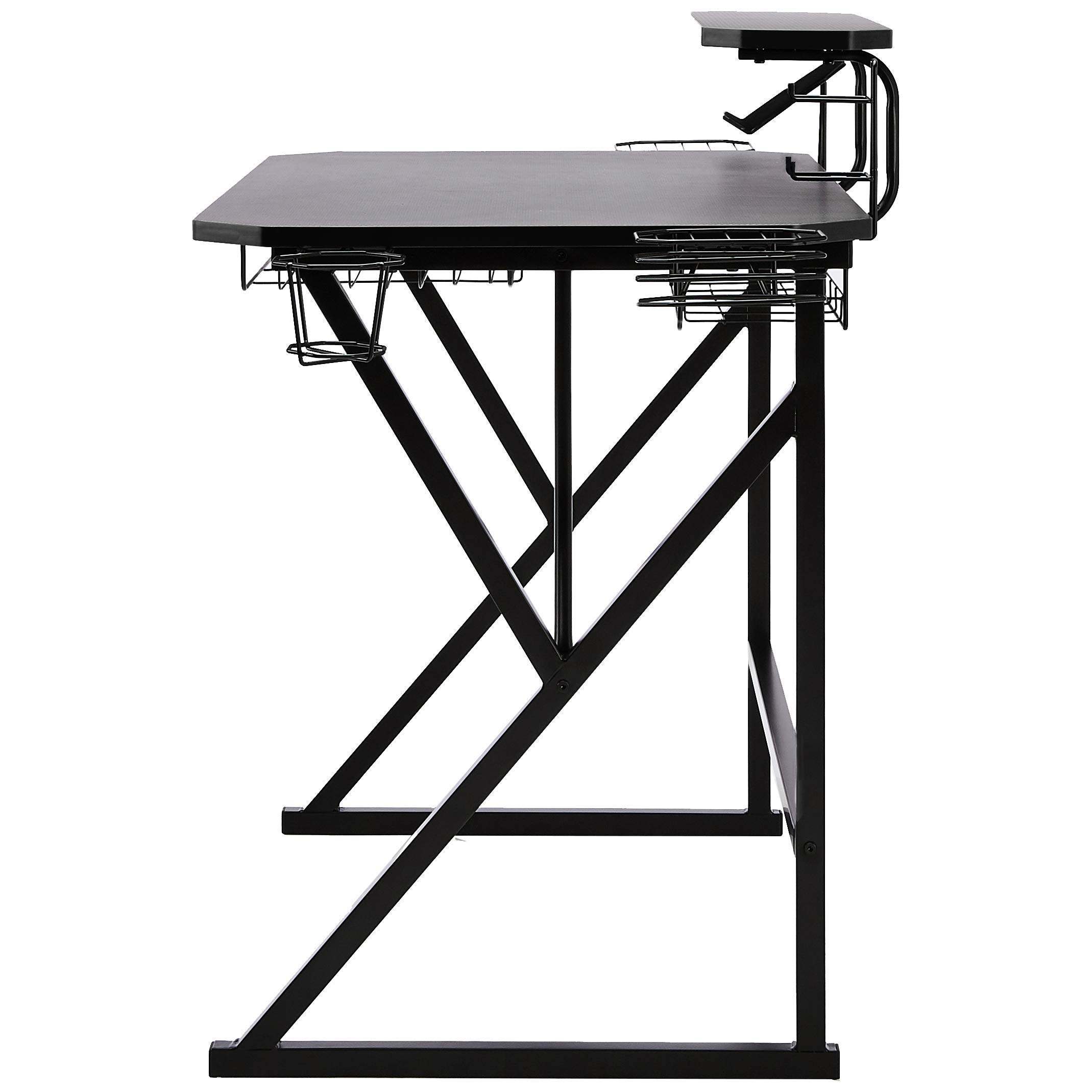 AmazonBasics Scrivania Gaming con Scomparti Nera 130 cm