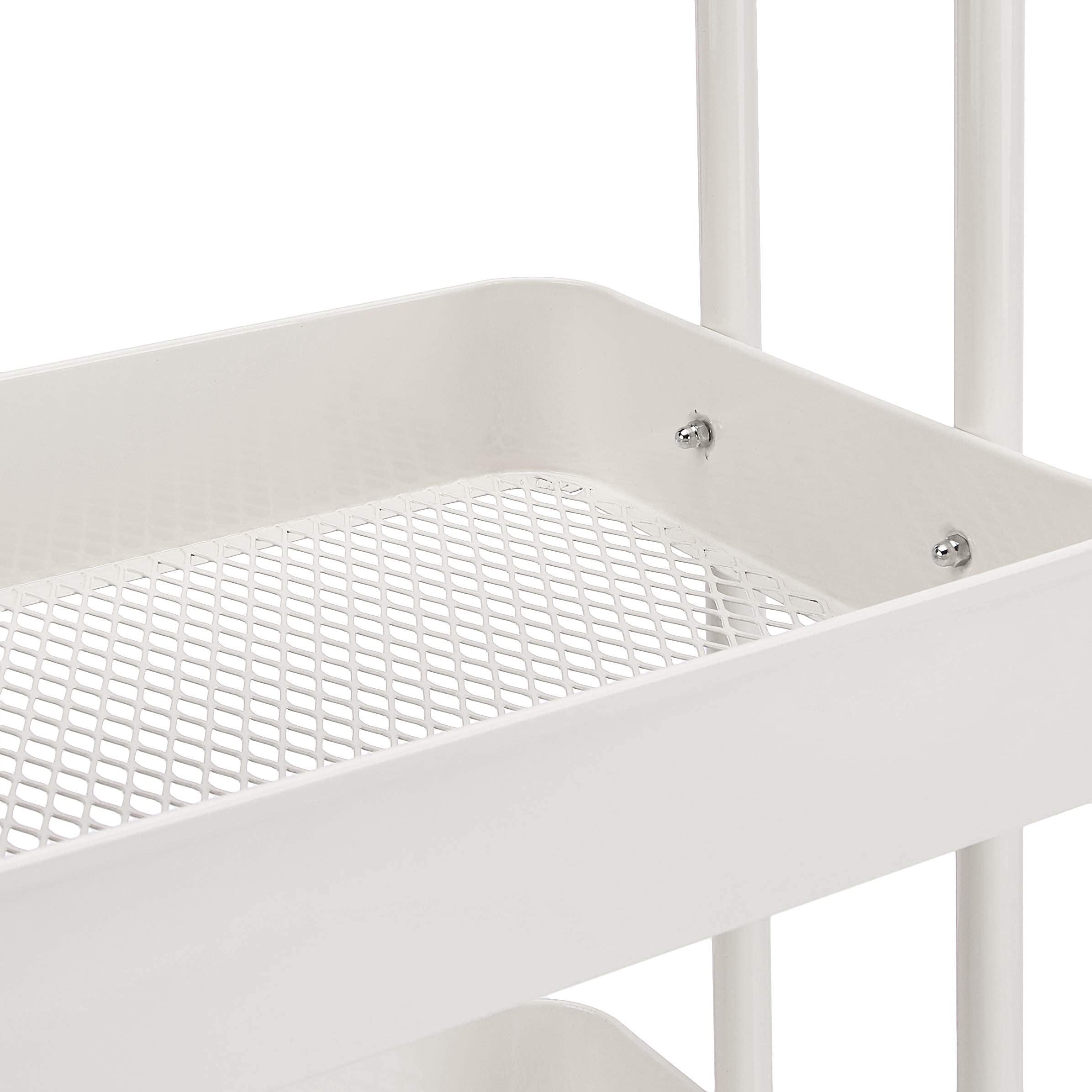 Amazon Basics Carrello 3 Ripiani con Ruote Bianco Cucina