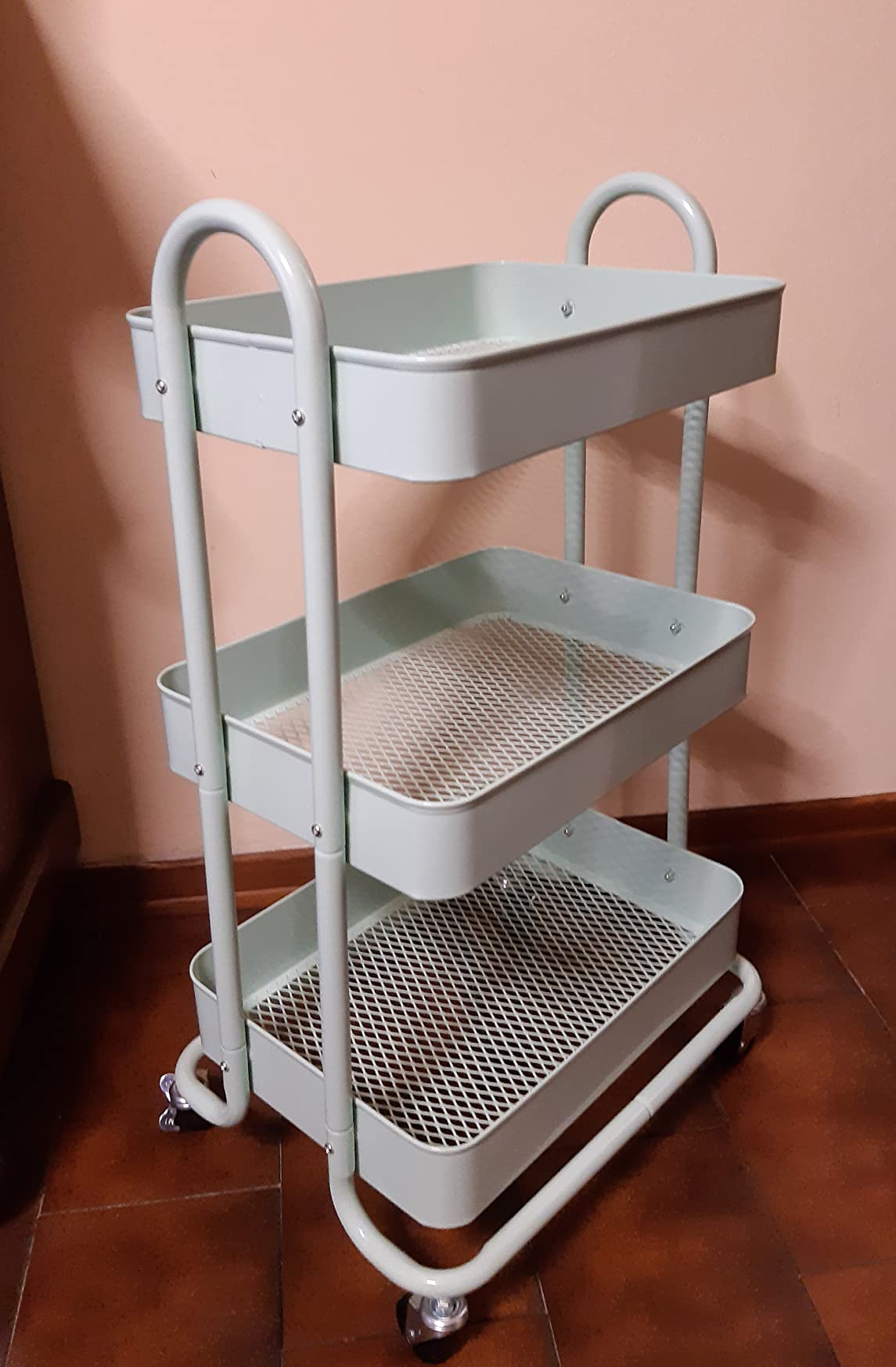 AmazonBasics carrello 3 scomparti verde menta con ruote