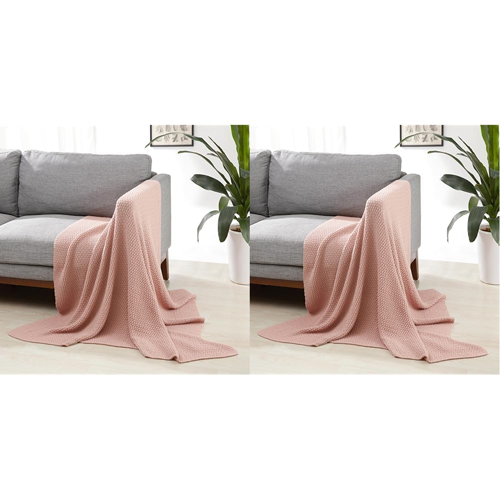 Amazon Basics Copriletto Maglia 127x152 Coperta Sabbia