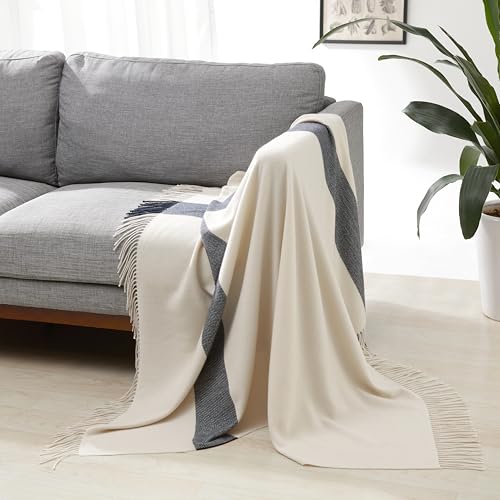 Amazon Basics copriletto leggero avorio quadri blu 127x152 cm
