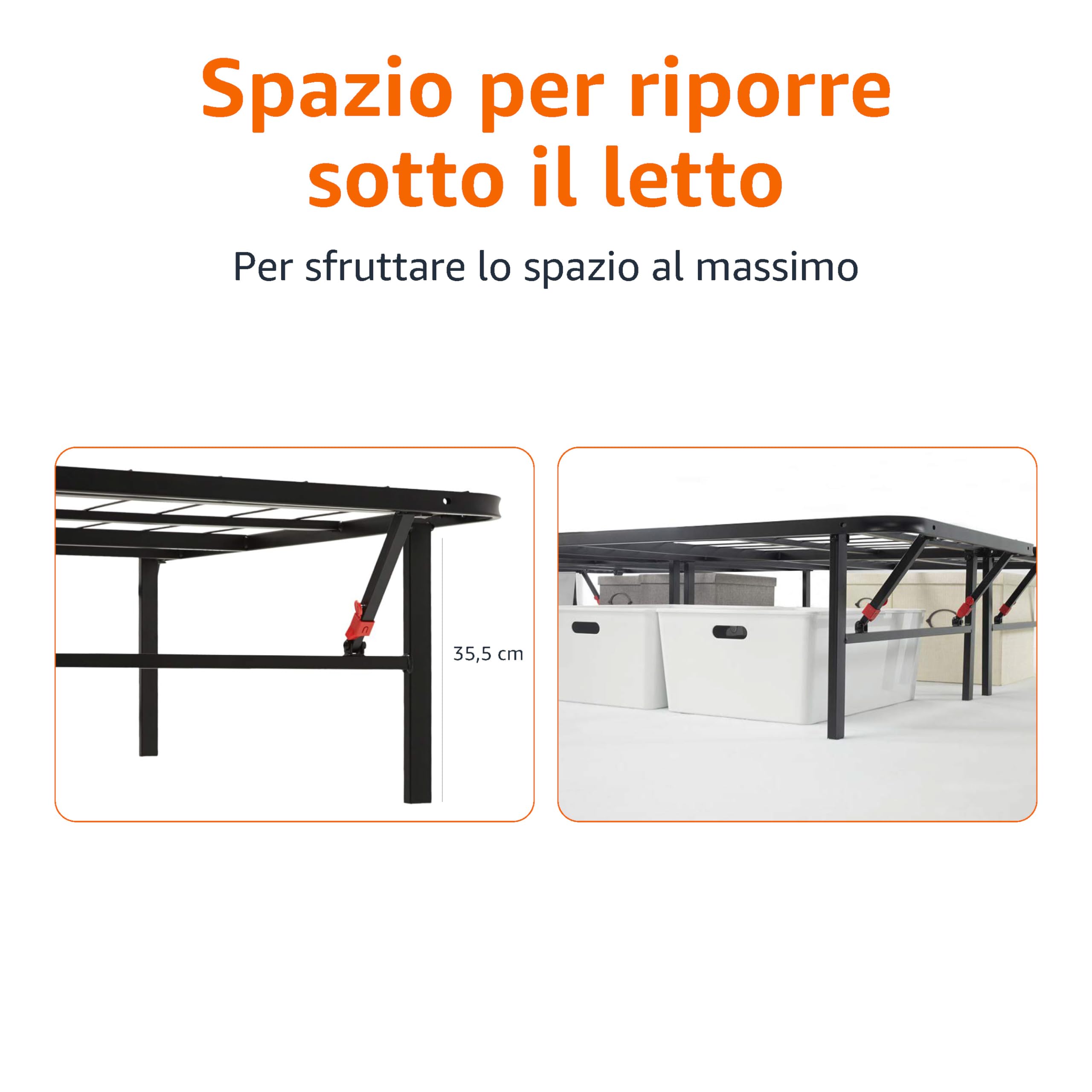 AmazonBasics Base Materasso 90x190 Nero Acciaio