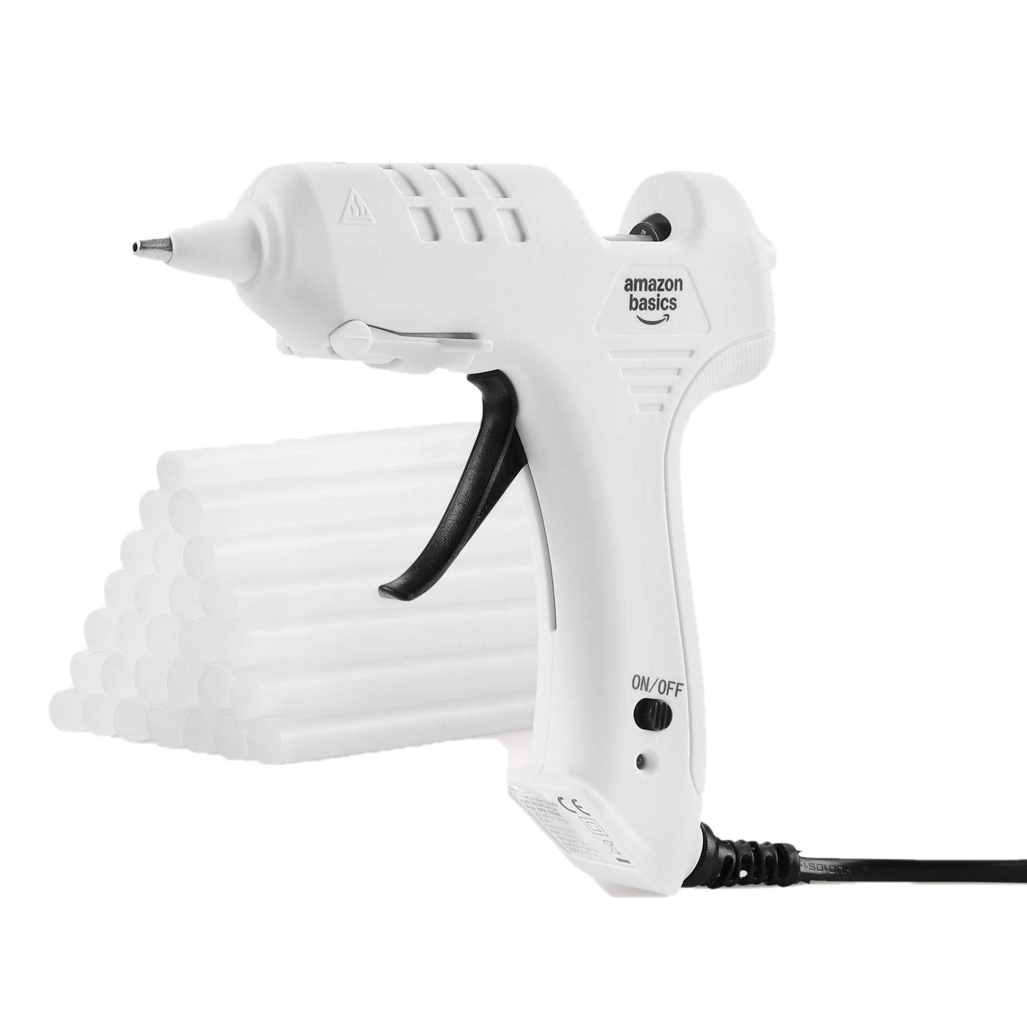 Amazon Basics Pistola Colla + 30 Stick pistola a caldo 20W bianca antigoccia