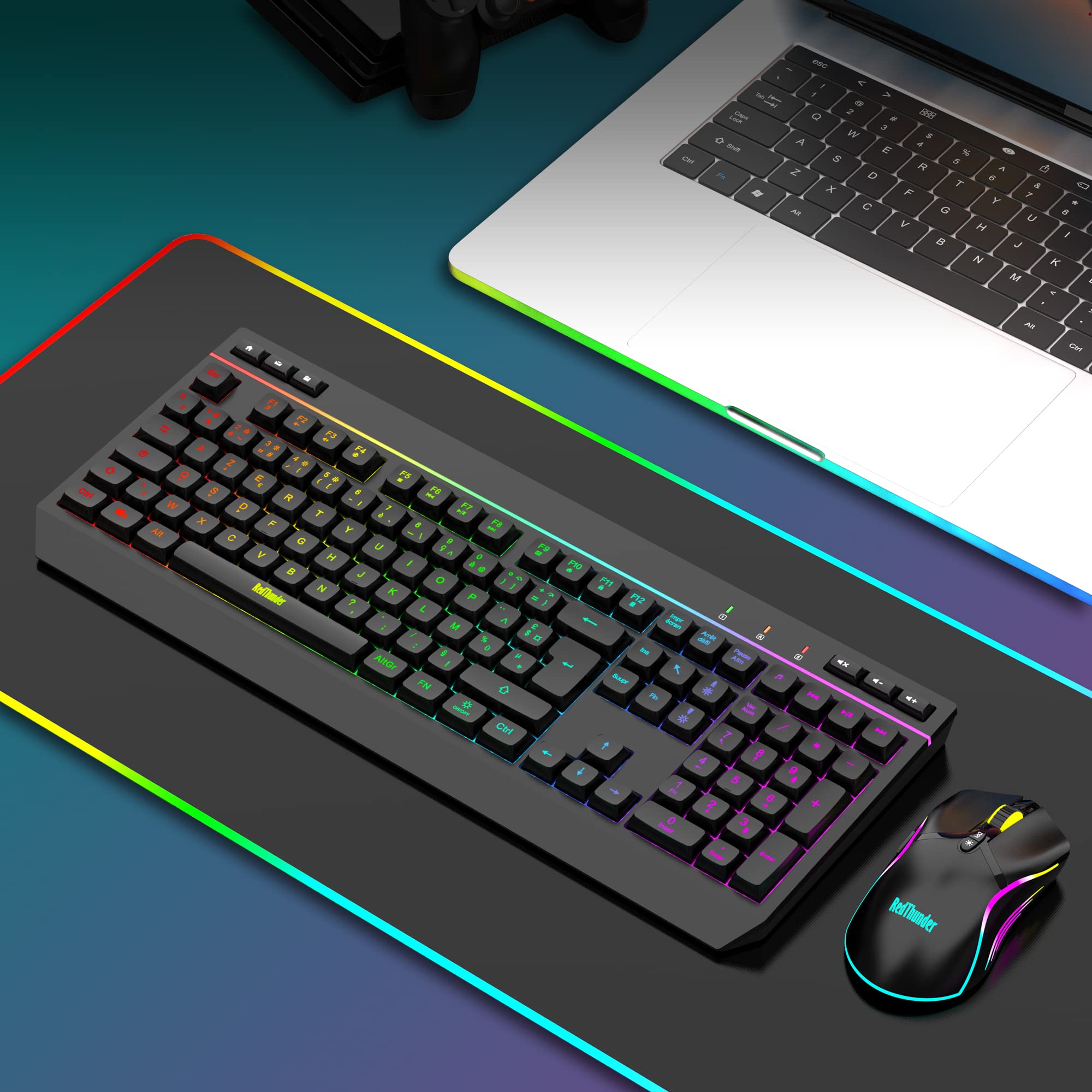 RedThunder K20 set tastiera e mouse wireless nero QWERTZ