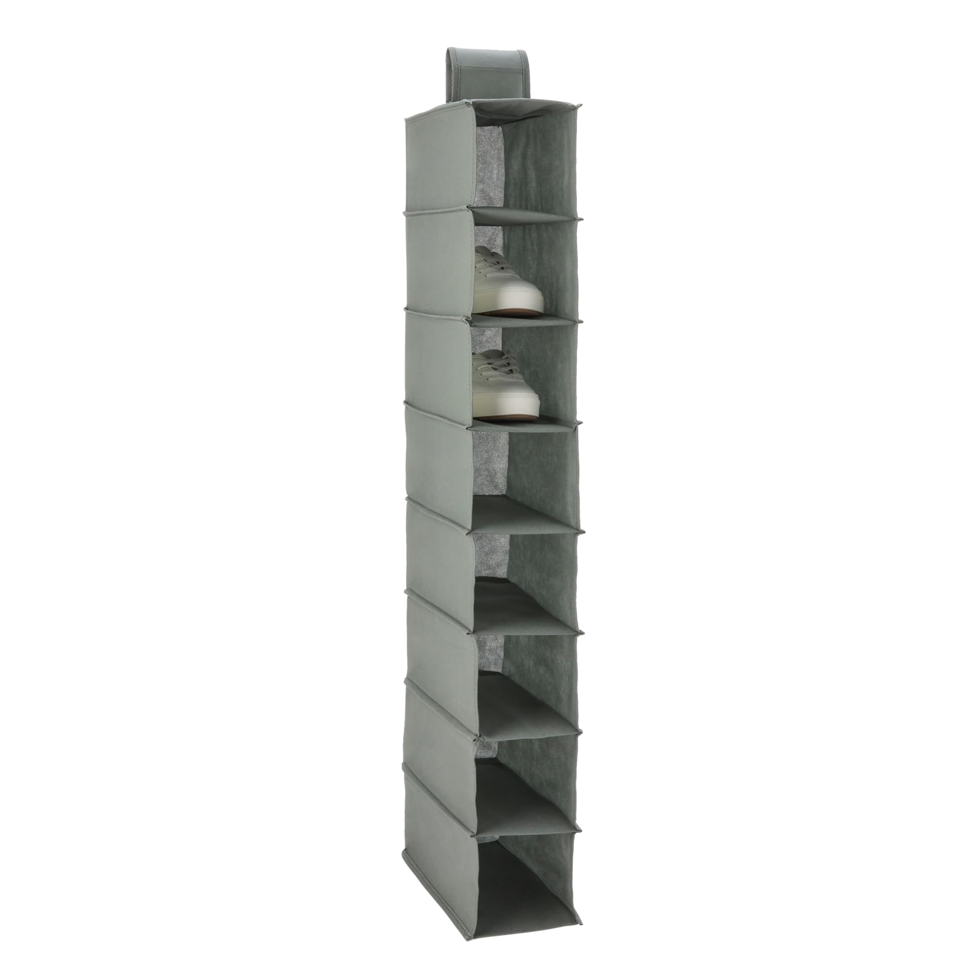AmazonBasics Scarpiera Appesa 8 Ripiani Tessuto Grigio Scuro