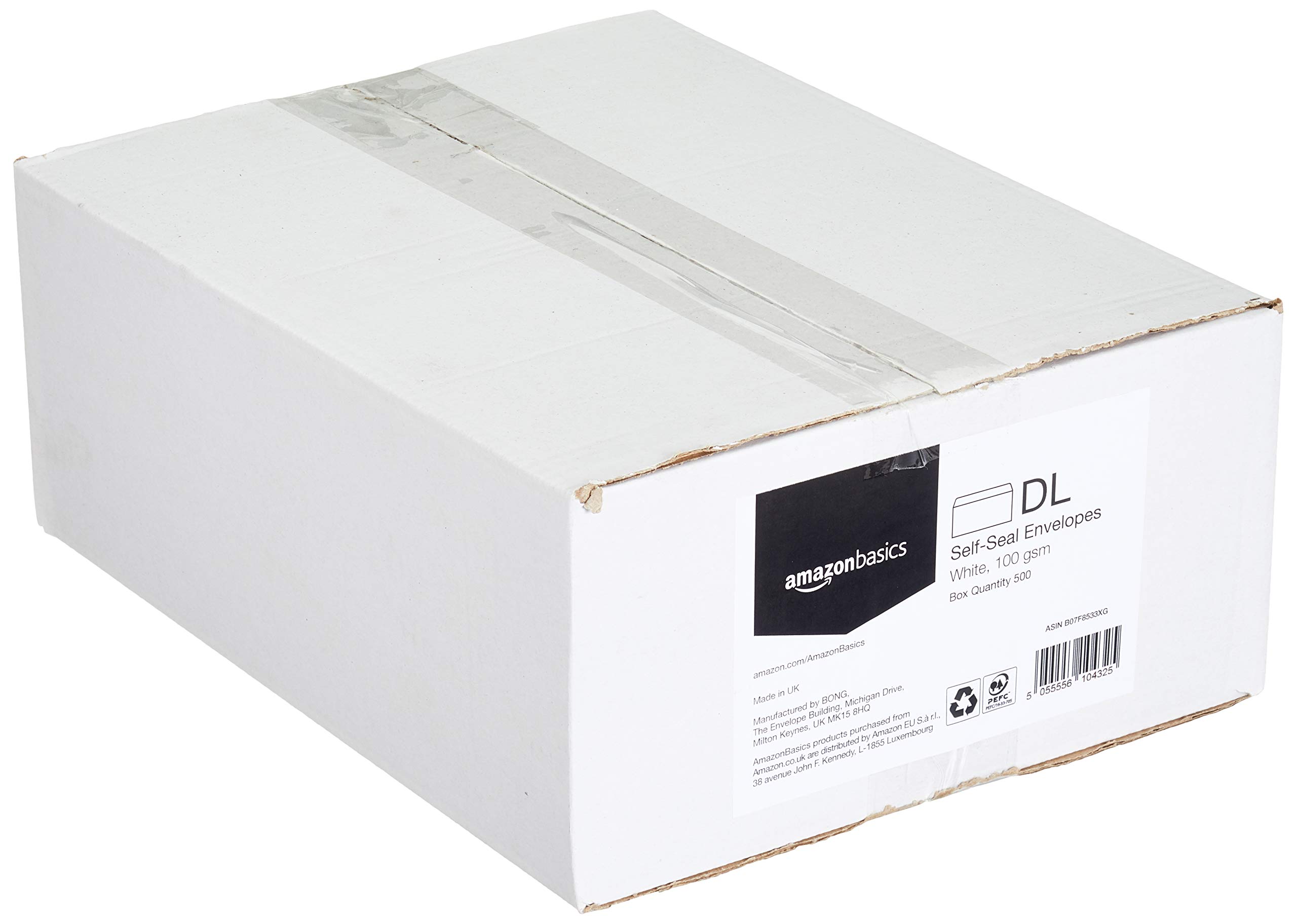 AmazonBasics Buste Autosigillanti DL Bianche 100g 500 Pezzi