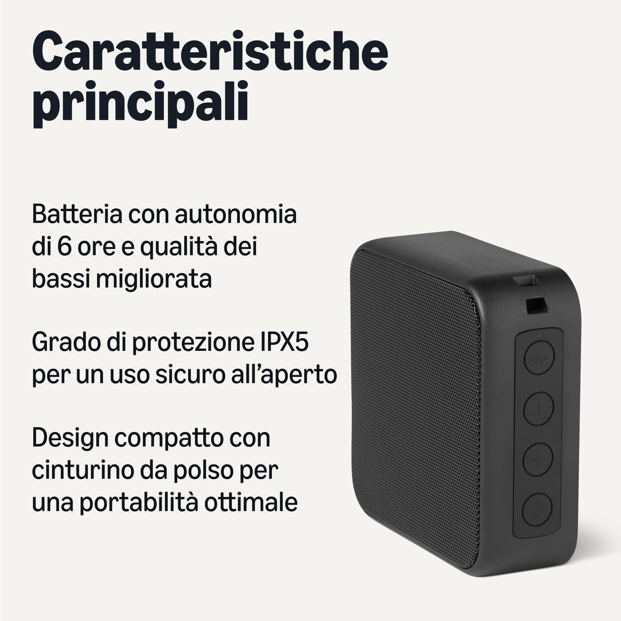Amazon Basics Altoparlante Bluetooth Portatile 5.3 Nero IPX5