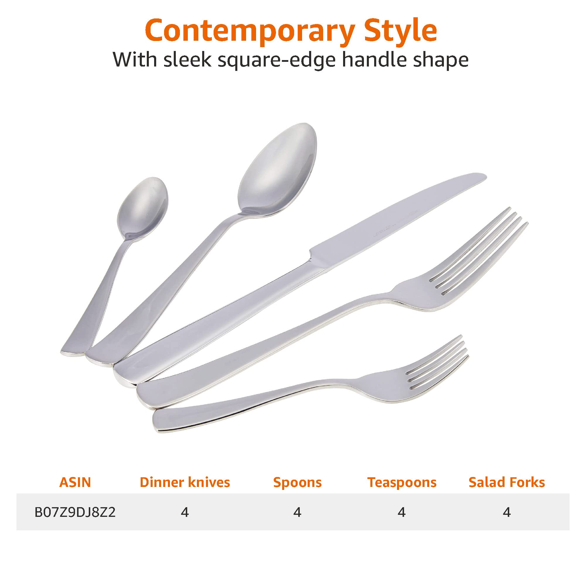 Amazon Basics Servizio Tavola 16 Piatti + 20 Posate per 4 Bianco