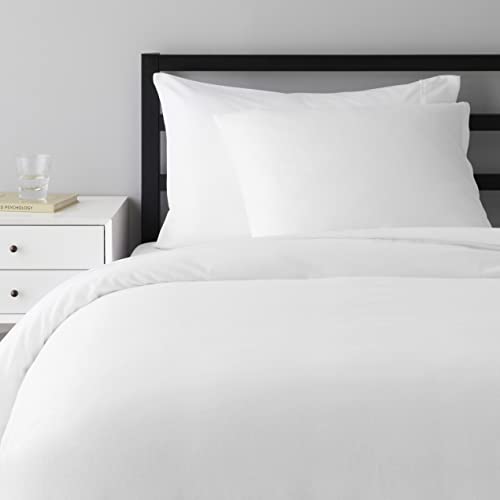 Amazon Basics Set Copripiumino Flanella Bianco 135x200 cm