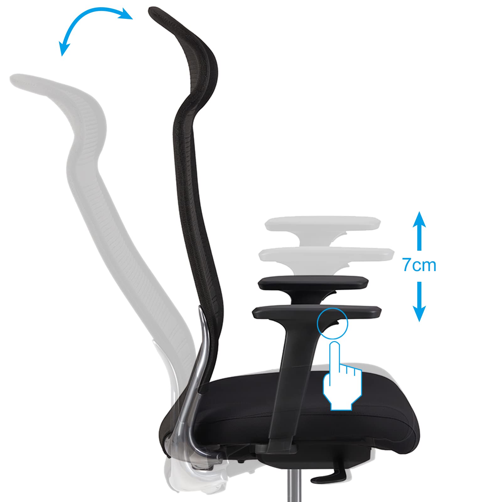 Amazon Basics Sedia Ufficio Ergonomica Nera Schienale Alto in Rete