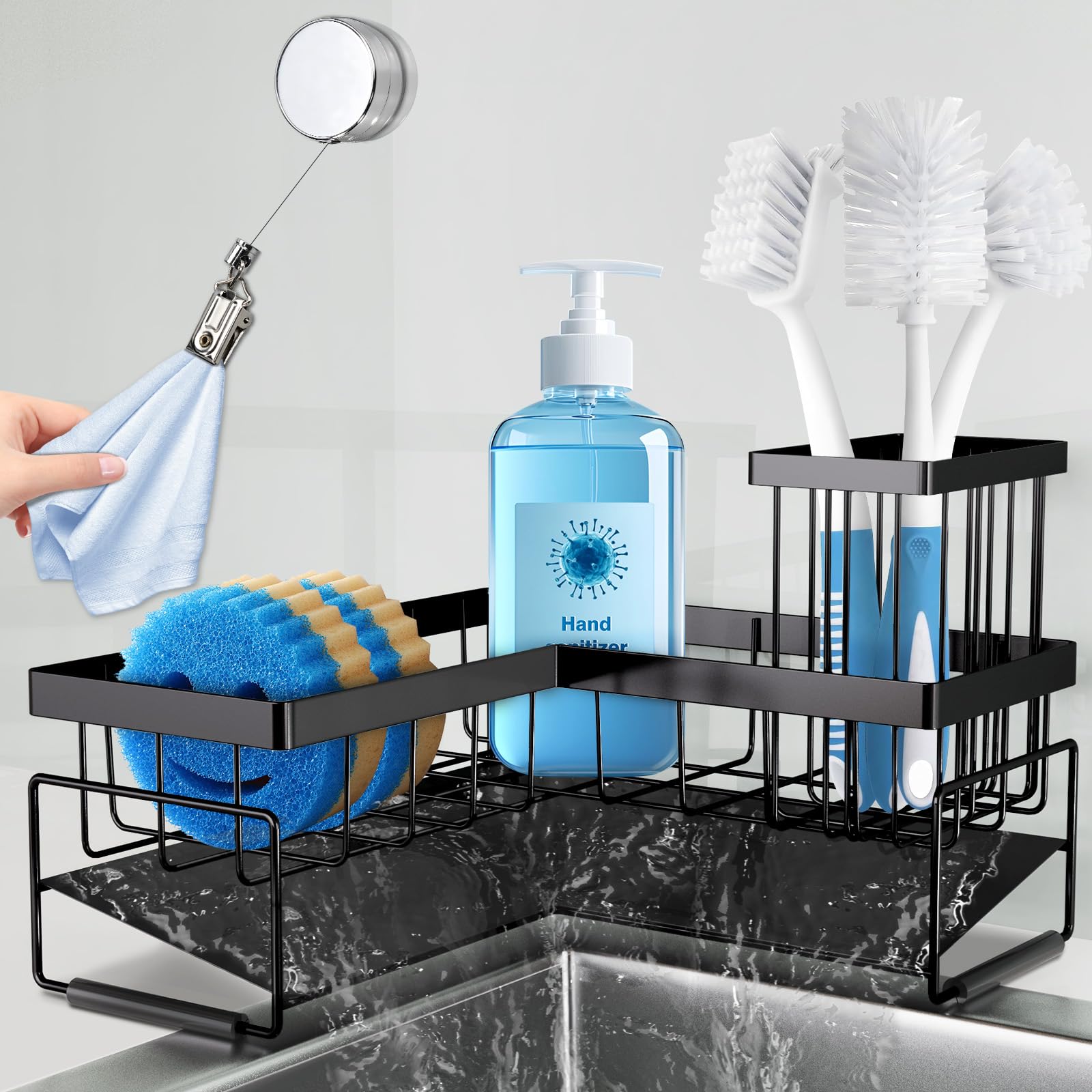 RealPlus organizer lavello a L metallo antiruggine 22,8 cm