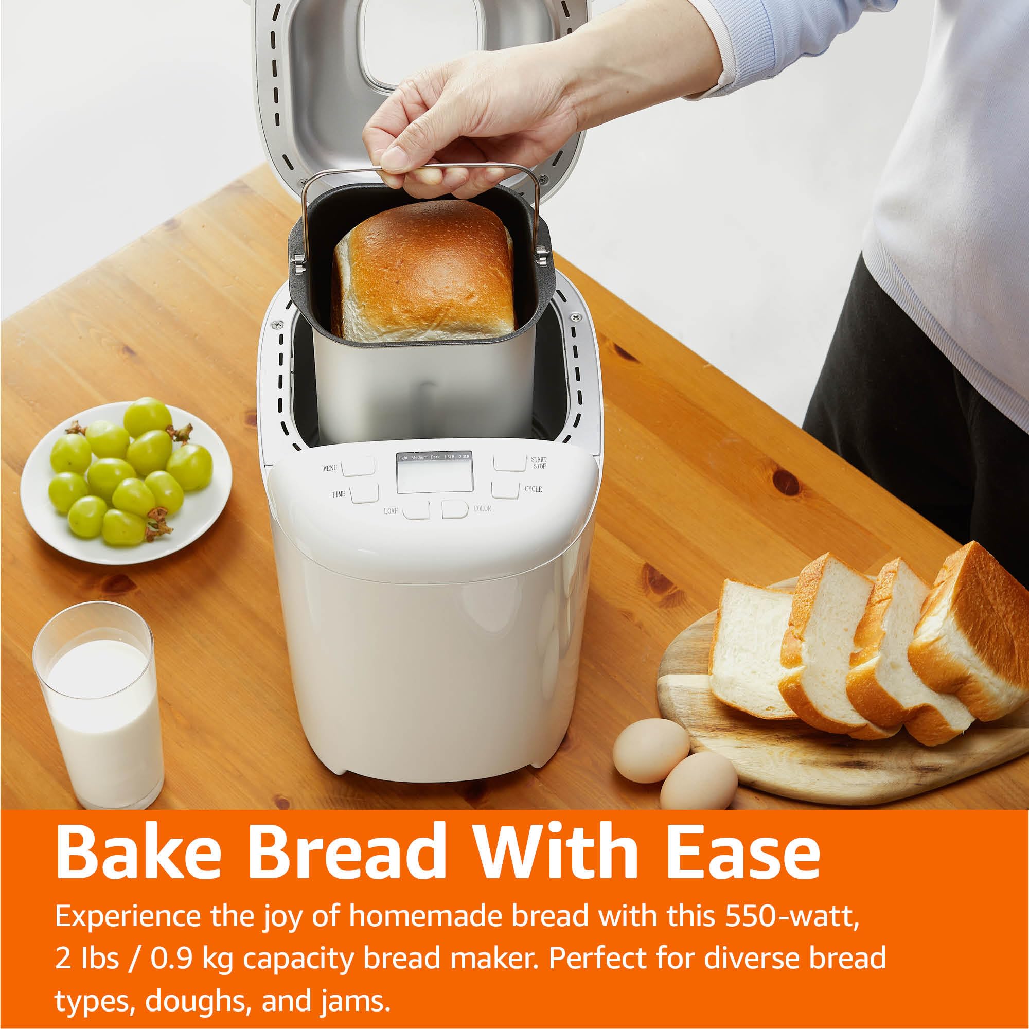AmazonBasics macchina per il pane 0,9 kg bianca antiaderente