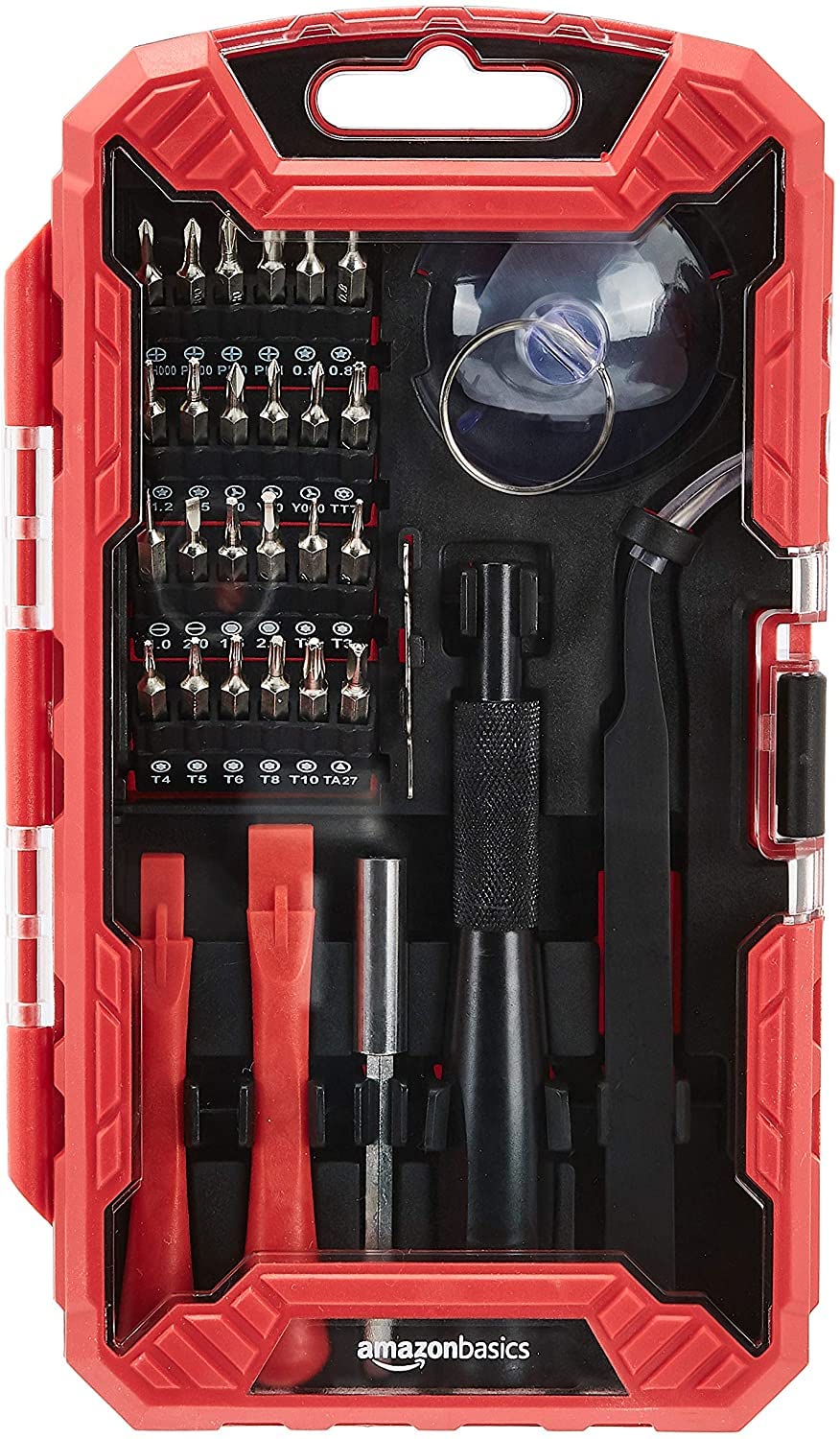 AmazonBasics Set Cacciaviti Precisione 32 Pezzi Rossi Magnetici