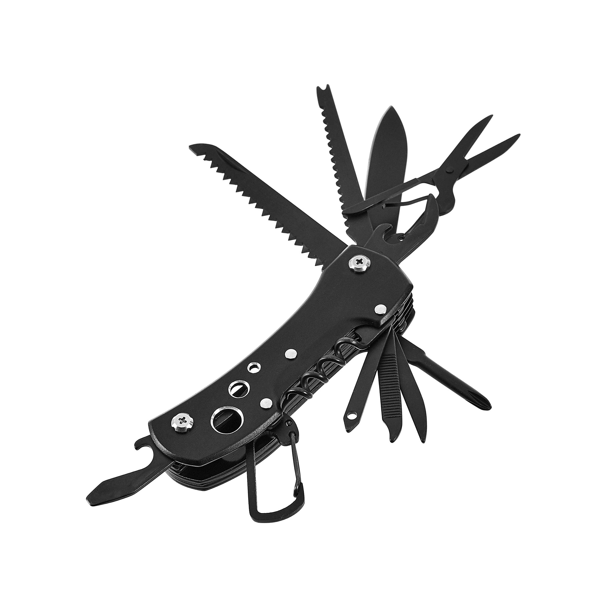 AmazonBasics 15 in 1 Coltello Multiuso Nero Acciaio Inox
