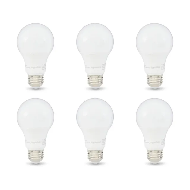 Amazon Basics A19 Lampadina LED E27 60W 6pz Bianco Caldo