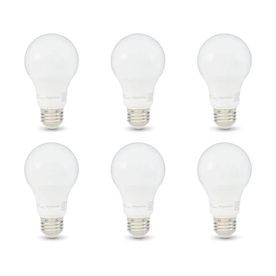Amazon Basics A19 Lampadina LED E27 60W 6pz Bianco Caldo