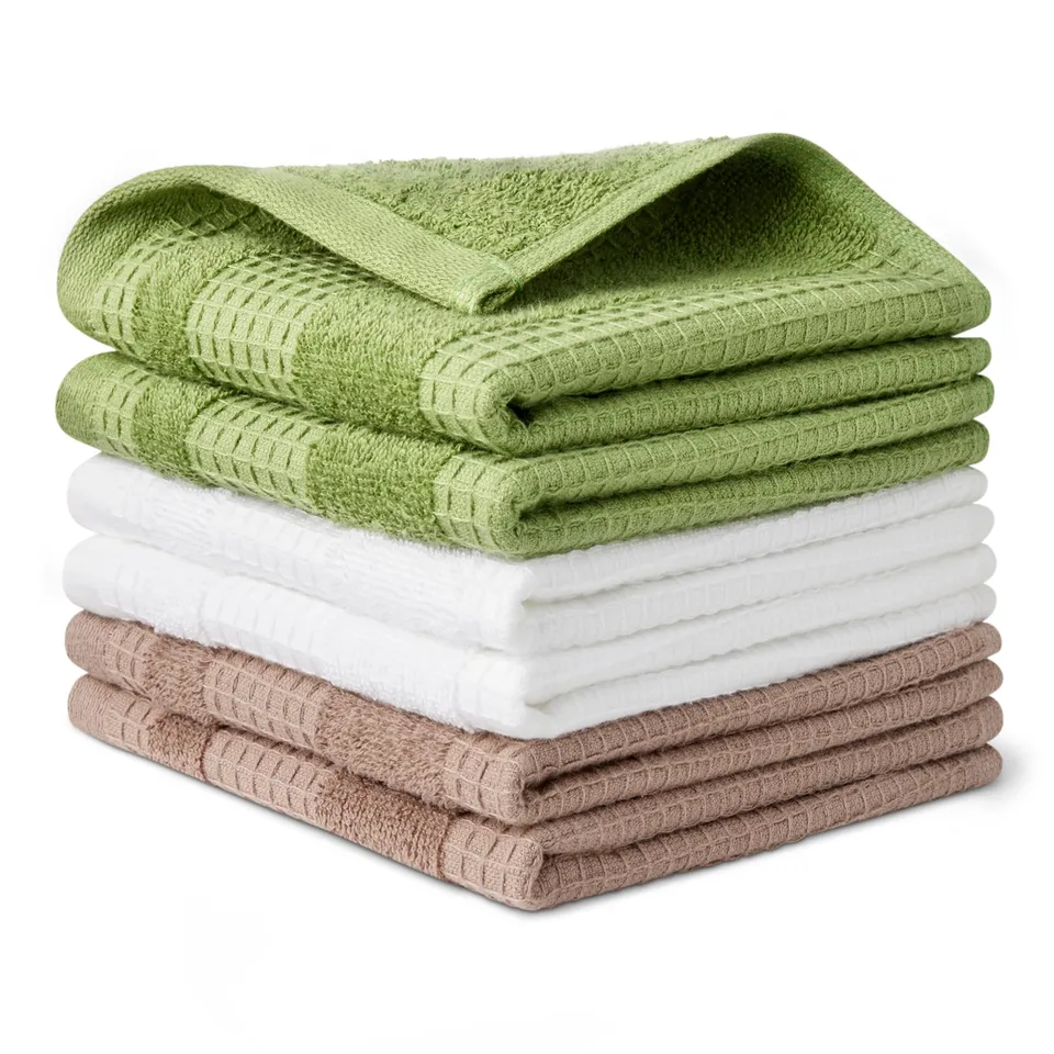 Amazon Basics Strofinacci Cucina Cotone Bio 6 Pezzi Nido d'Ape