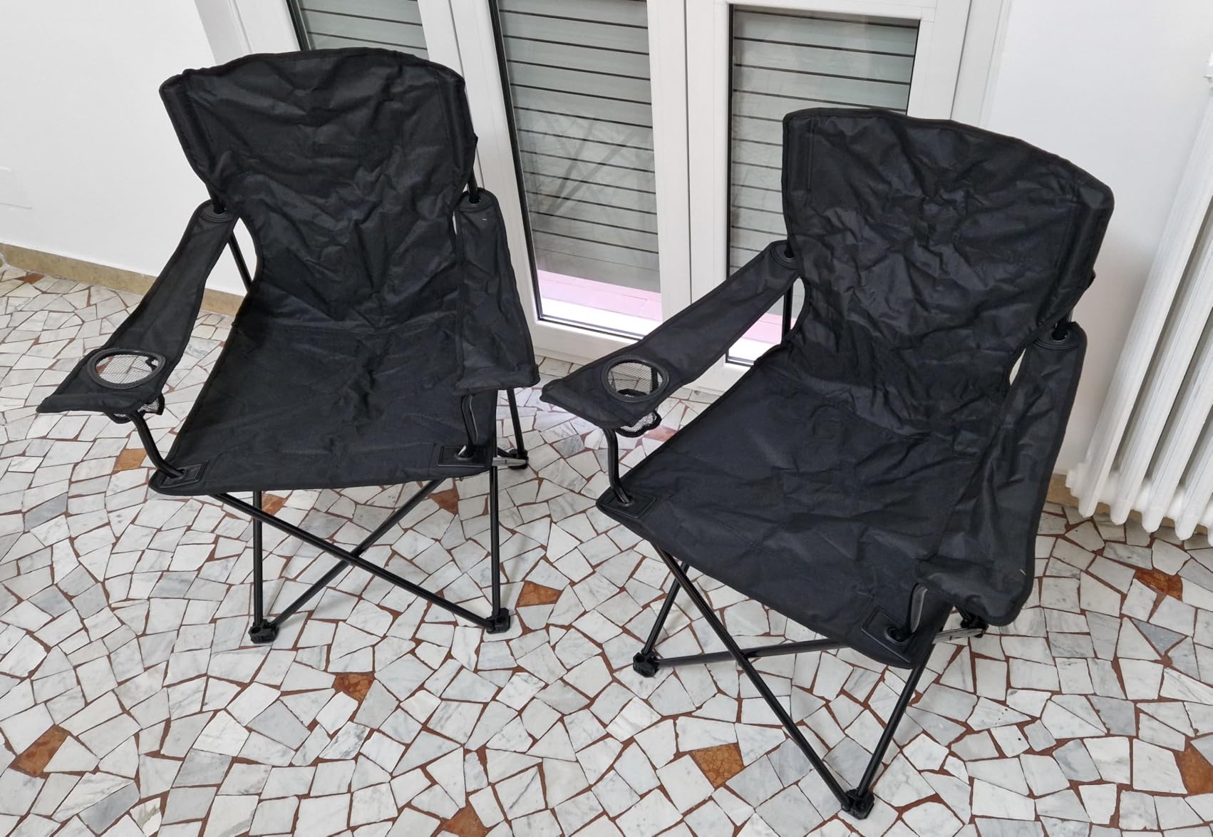 Amazon Basics Sedie Campeggio Pieghevoli Nere 2 Pezzi Acciaio