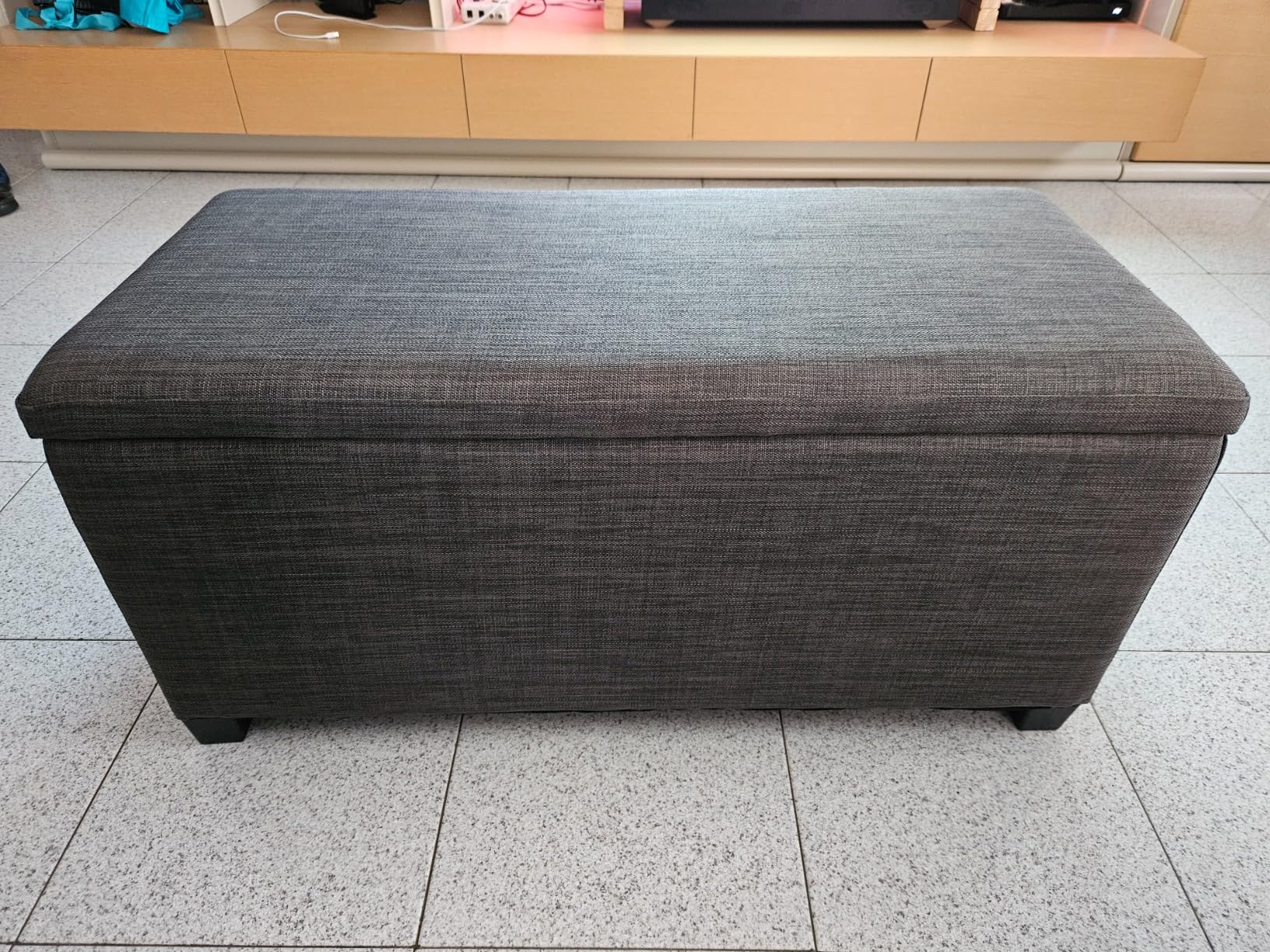 Amazon Basics Panca Contenitore Grigio Chiaro 91 cm in Tessuto