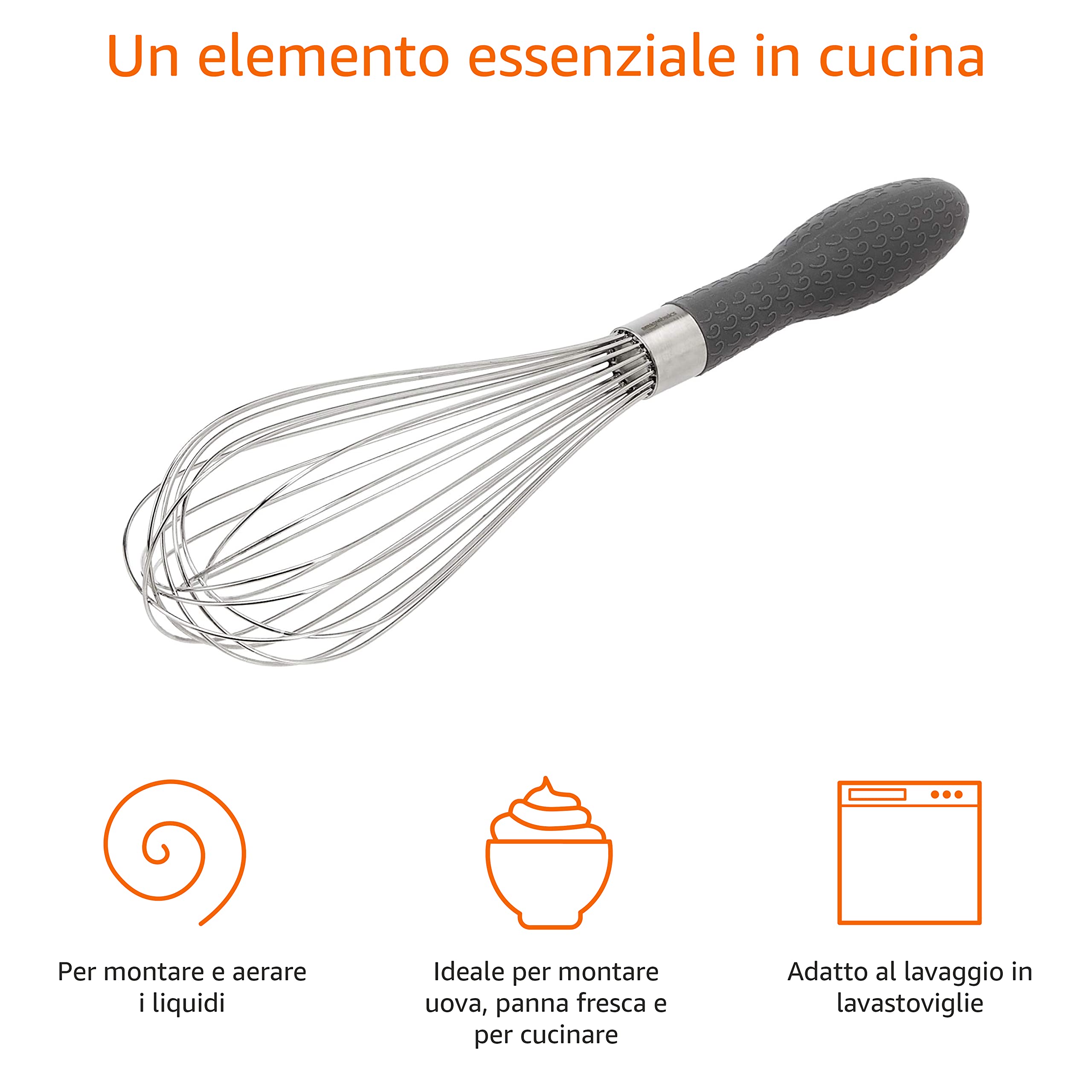Amazon Basics Set 3 Fruste a Filo Acciaio Inox Grigio balloon
