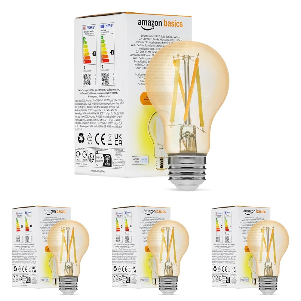 AmazonBasics Lampadina Smart Filamento LED A60 Alexa