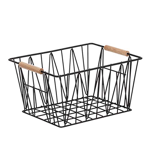 Amazon Basics Set 3 Cestini Filo Metallico Nero Impilabili