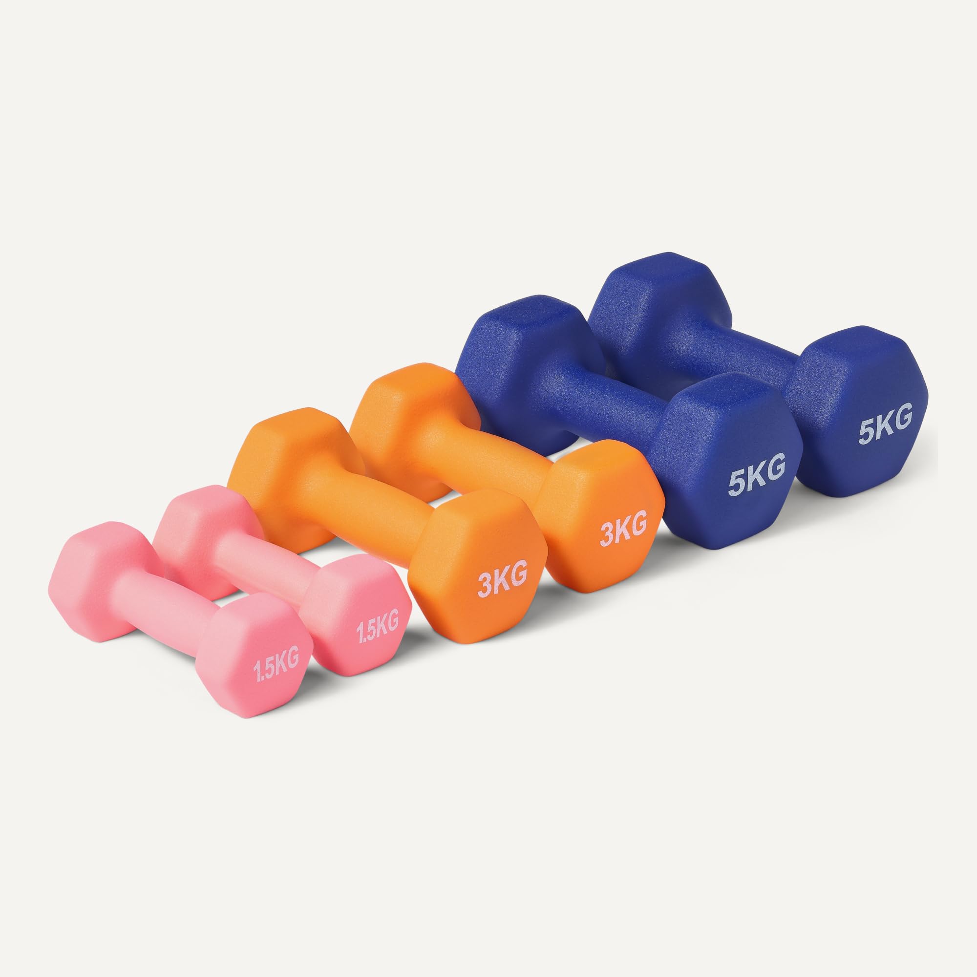 AmazonBasics manubri neoprene 1,5-3-5 kg rastrelliera 6 pezzi