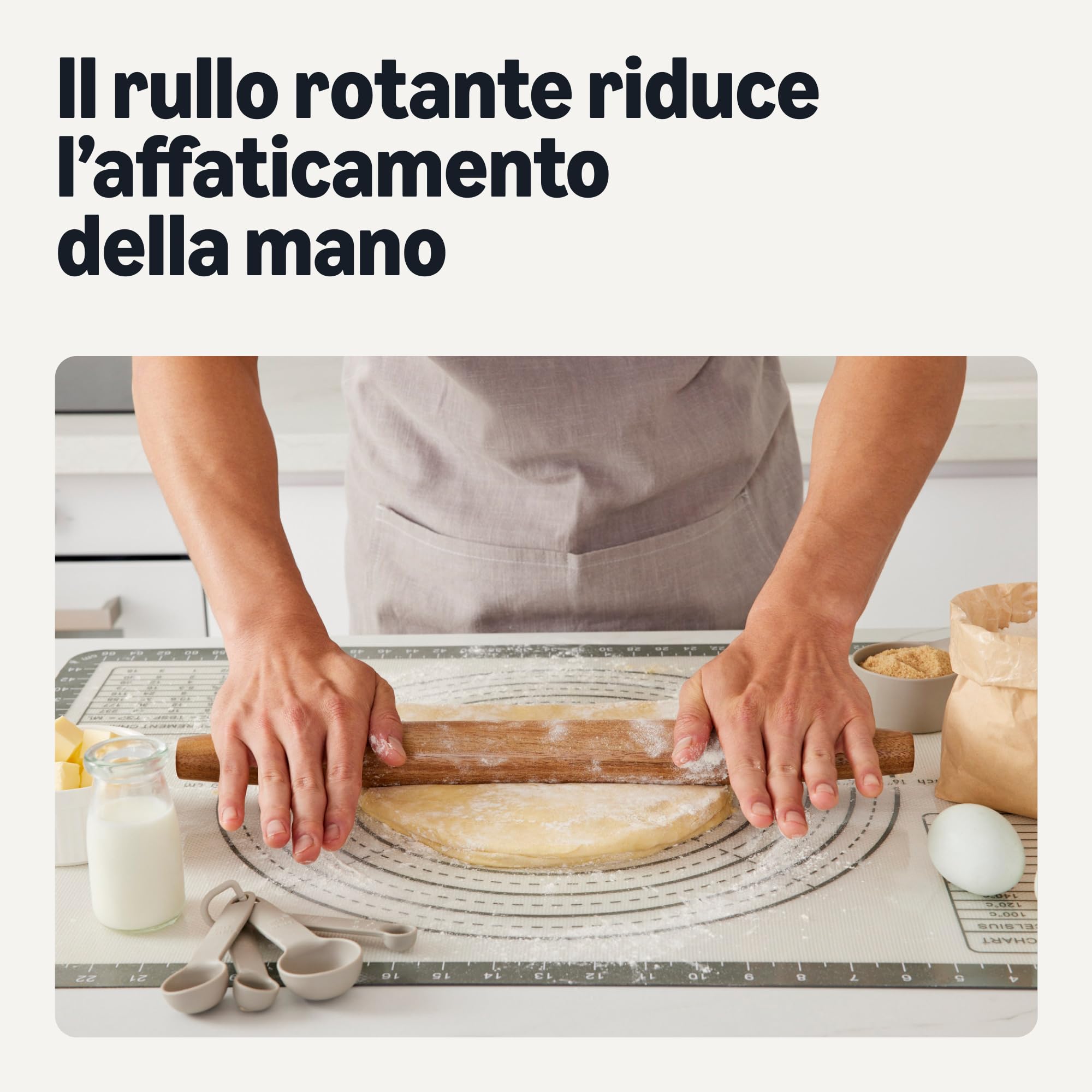 Amazon Basics Mattarello Francese Acacia 43cm Rastremato