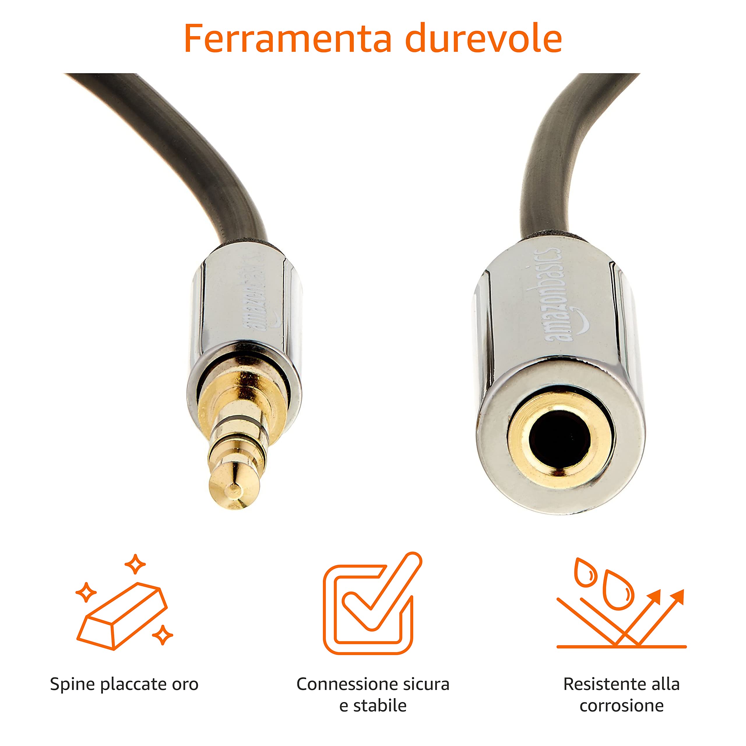 Amazon Basics Cavo Prolunga Audio Stereo 3,5 mm 1,8 m