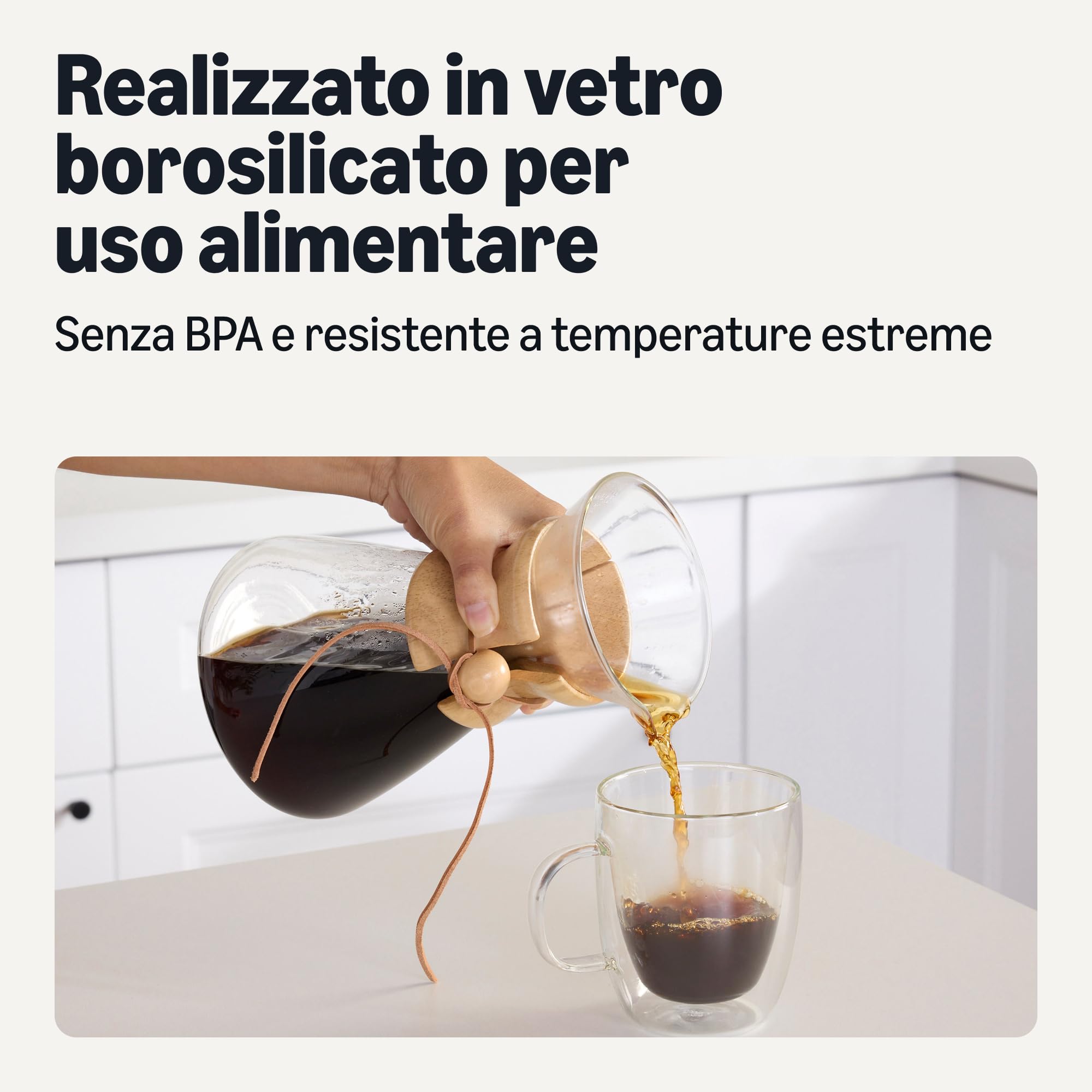 Amazon Basics caffettiera pour over vetro 1L filtro inox