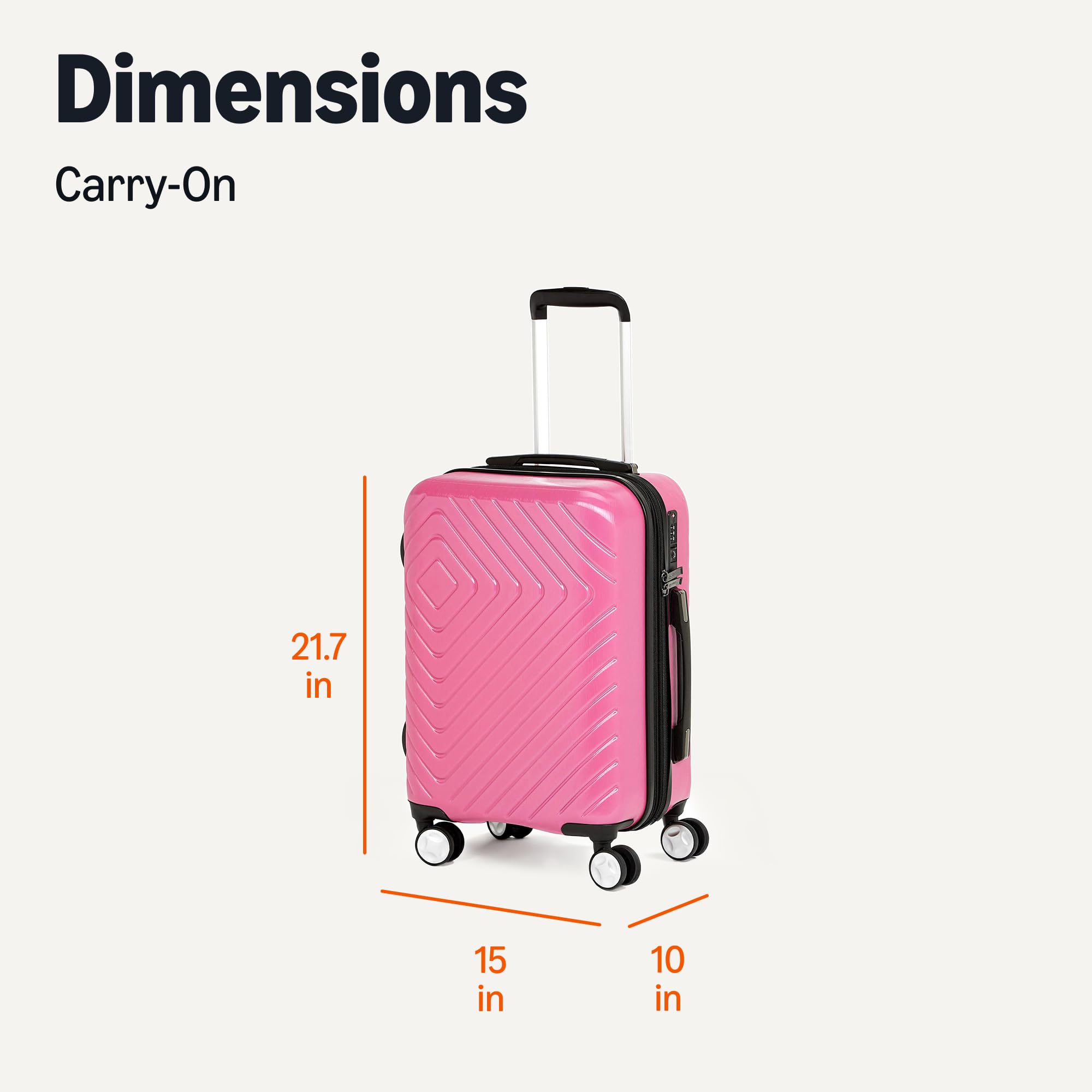 Amazon Basics Trolley Rigido 55 cm Rosa Bagaglio a Mano Geometrico