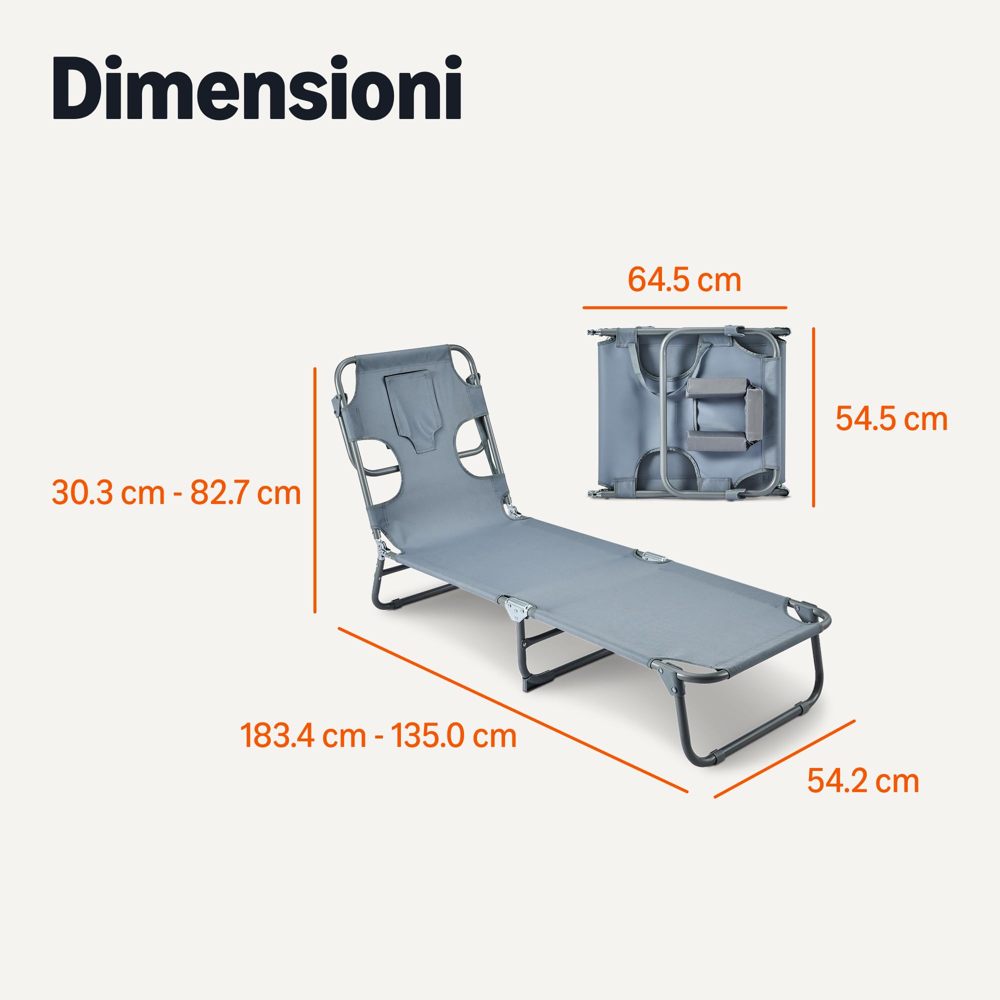 Amazon Basics poltrona da esterno reclinabile grigia pieghevole