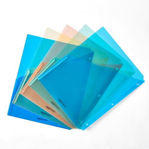 Amazon Basics Buste Forate A4 Colorate 25 Pezzi Trasparenti