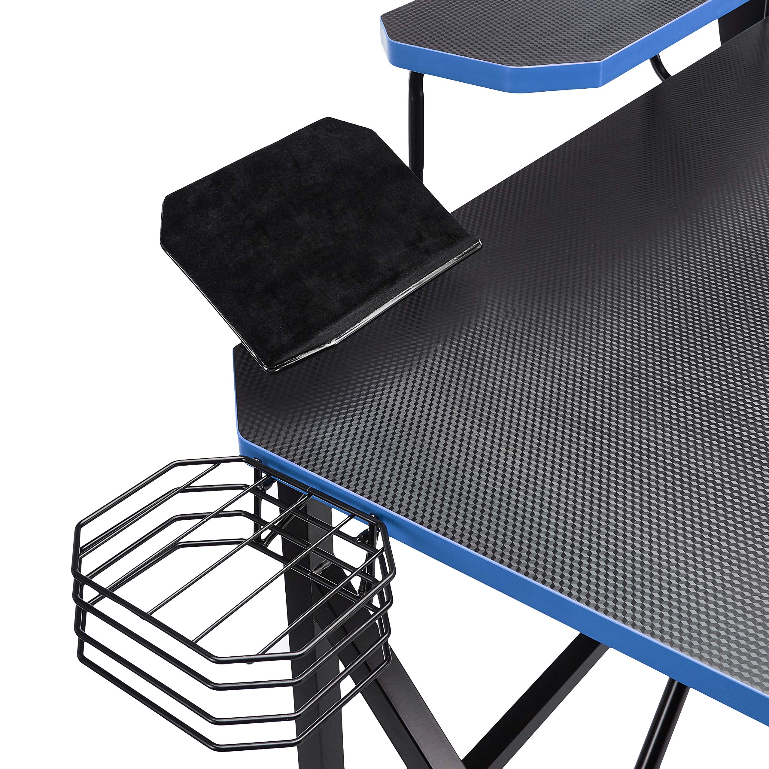 AmazonBasics Scrivania Gaming con Scomparti Blu 130 cm