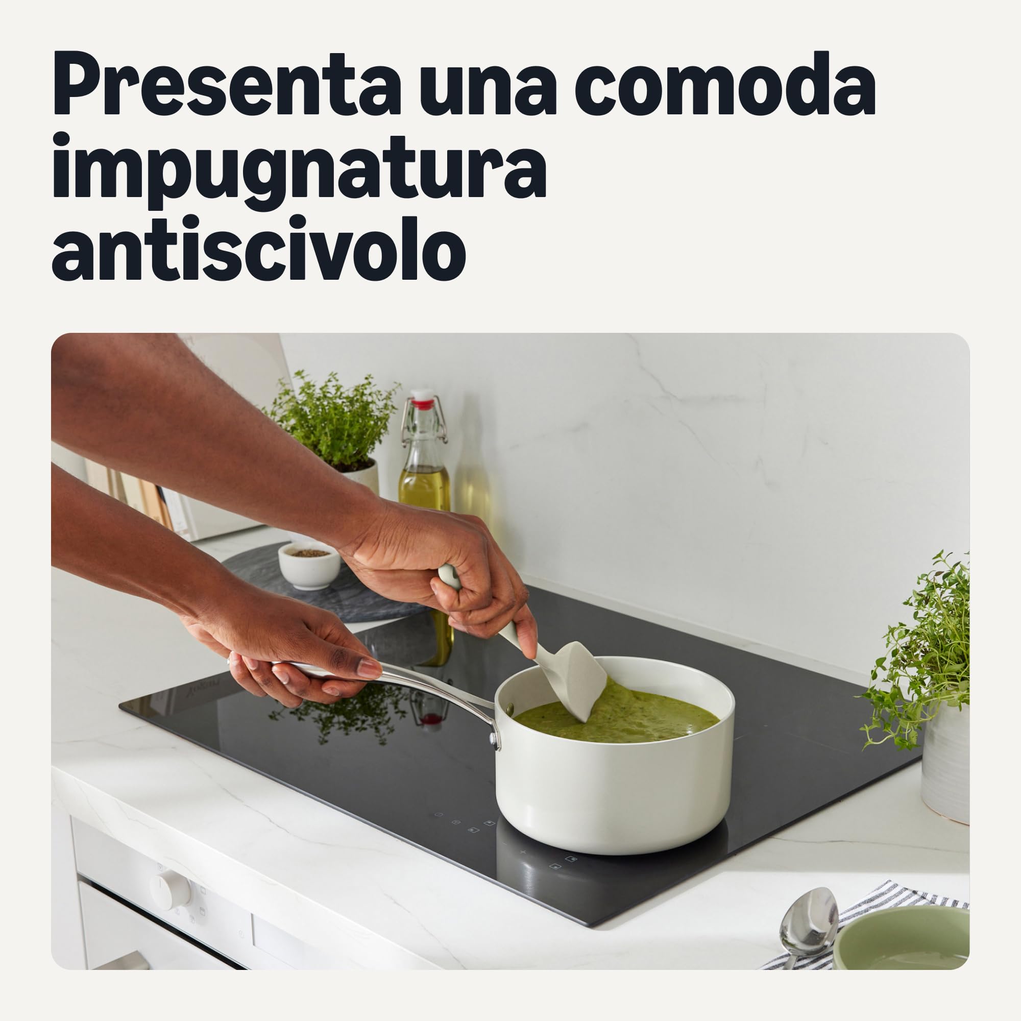 Amazon Basics Set 5 Spatole Silicone Grigio Lino Antiaderenti