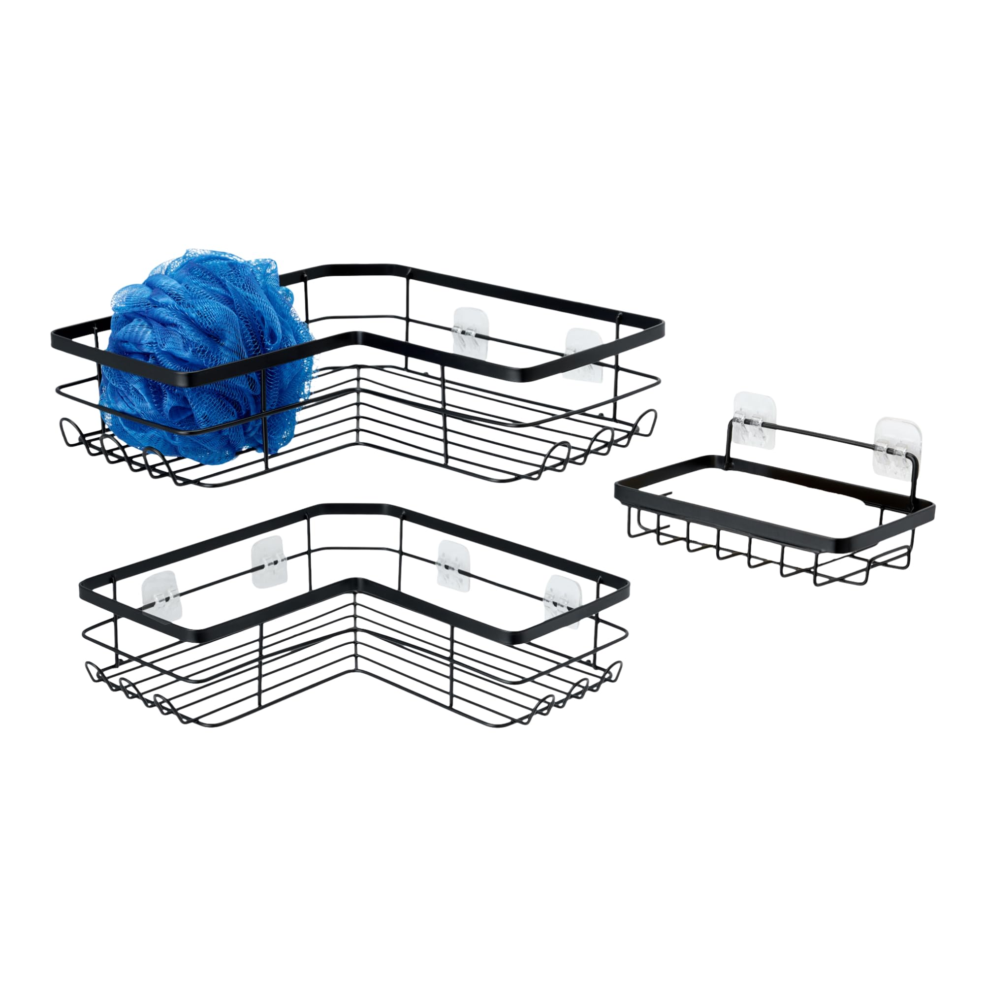 Amazon Basics Mensola Doccia a L Acciaio Inox Set 3 Nero Antiruggine