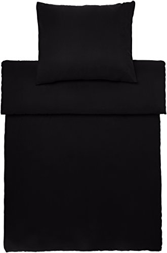 AmazonBasics Set Copripiumino Singolo 135x200 Nero Microfibra 2 Pezzi