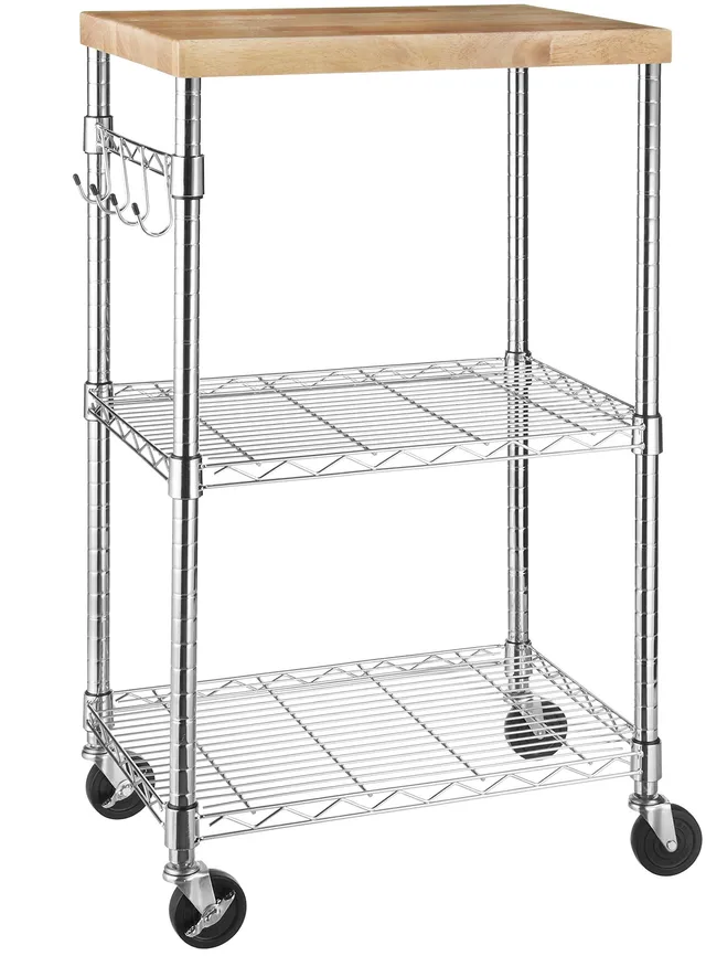 AmazonBasics scaffale cucina 3 ripiani ruote 53 x 38 x 92 cm