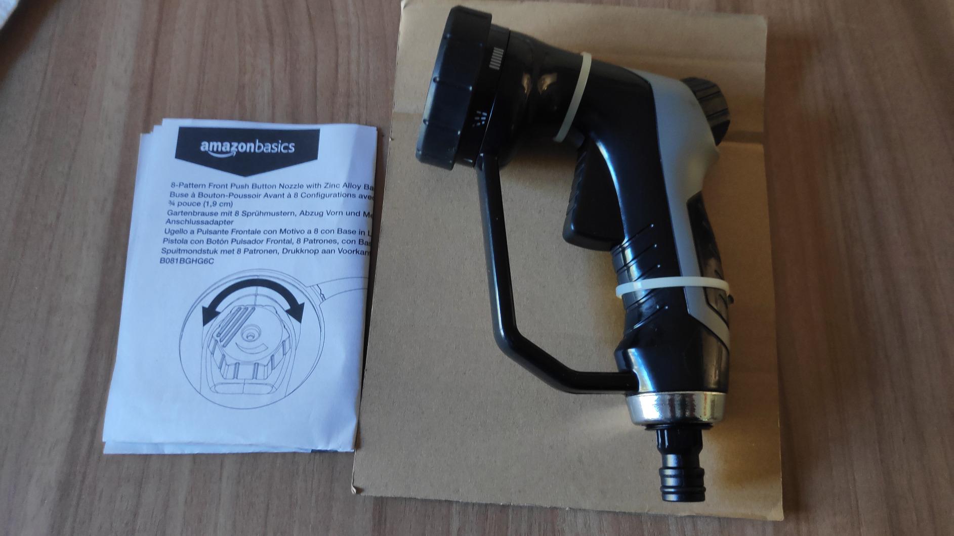 Amazon Basics Ugello Irrigazione 8 Getti Pistola Giardino Zinco