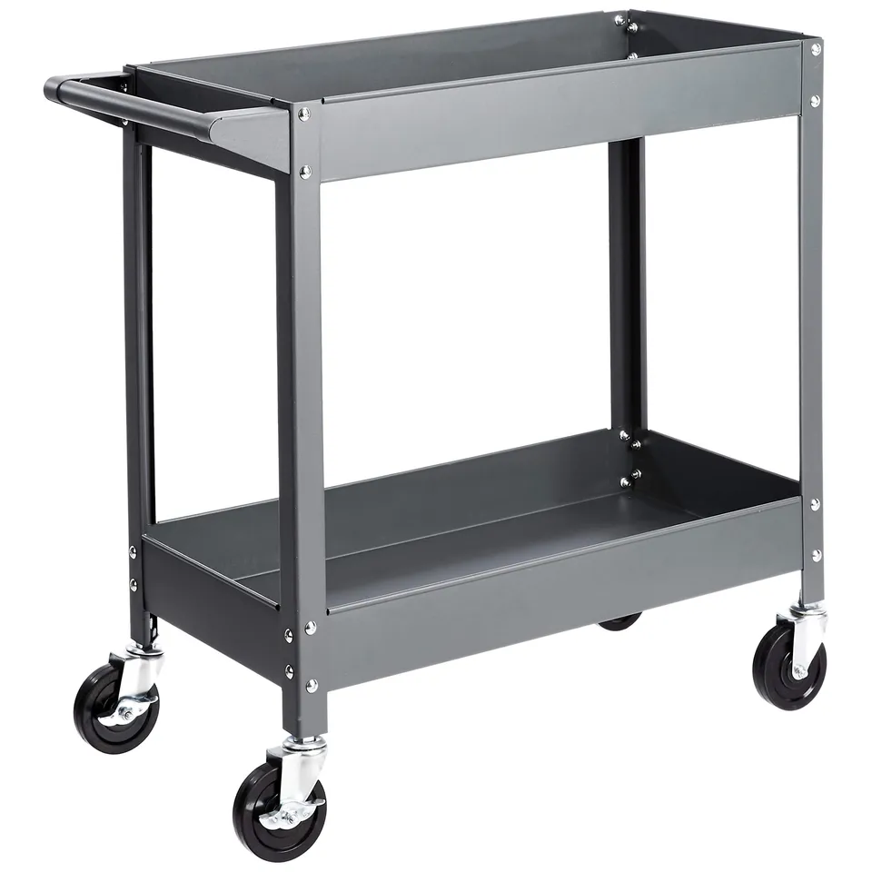 AmazonBasics Carrello Multiuso Acciaio 2 Ripiani Grigio 181 kg