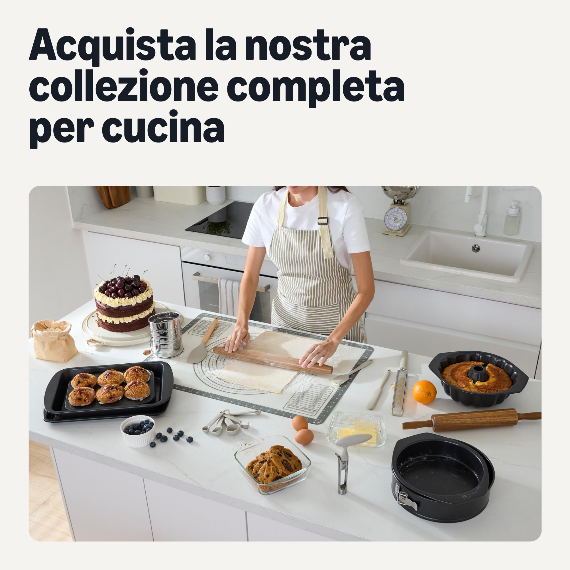 Amazon Basics Mattarello Francese Acacia 43cm Rastremato