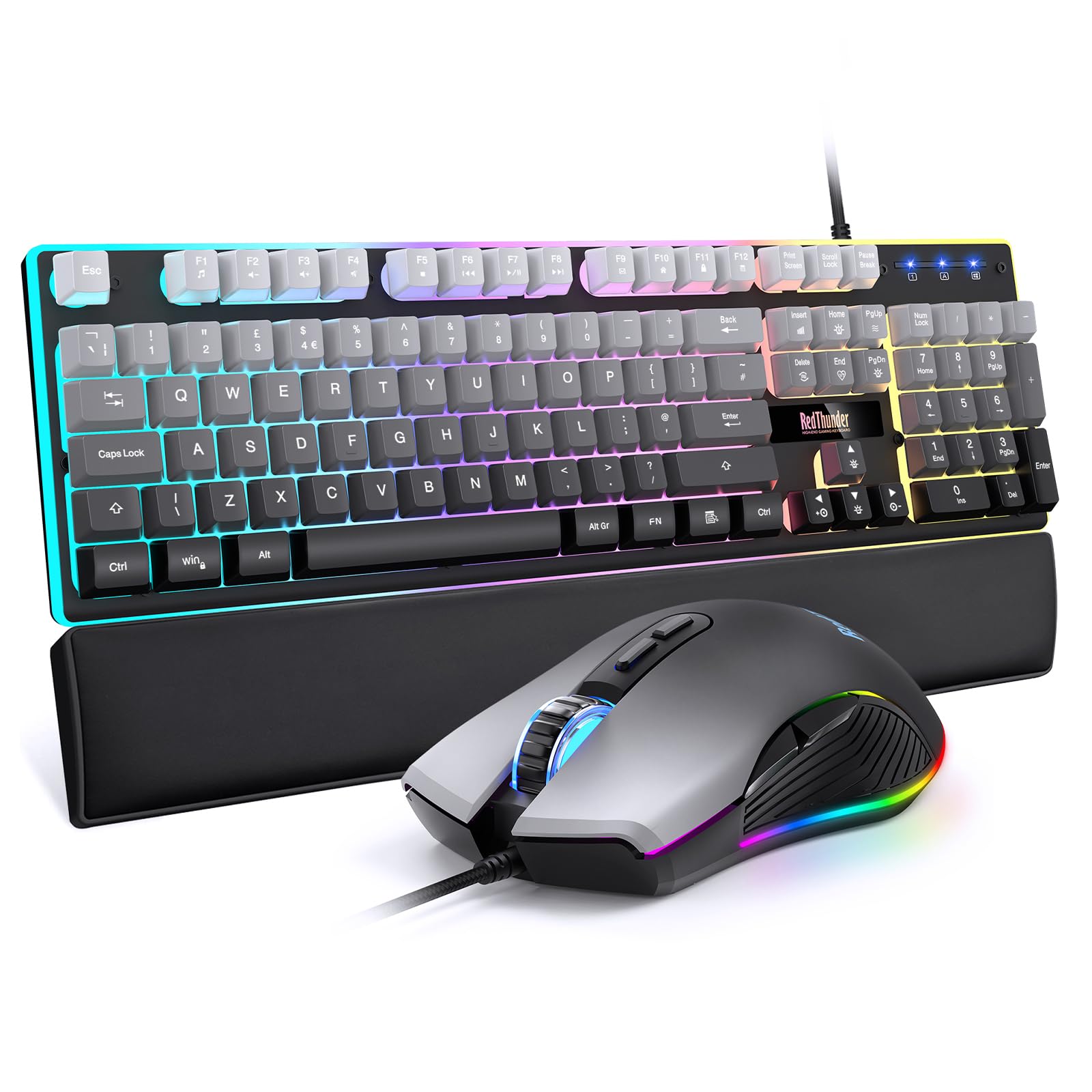 RedThunder K10 Kit Tastiera e Mouse Gaming Grigio Sfumato