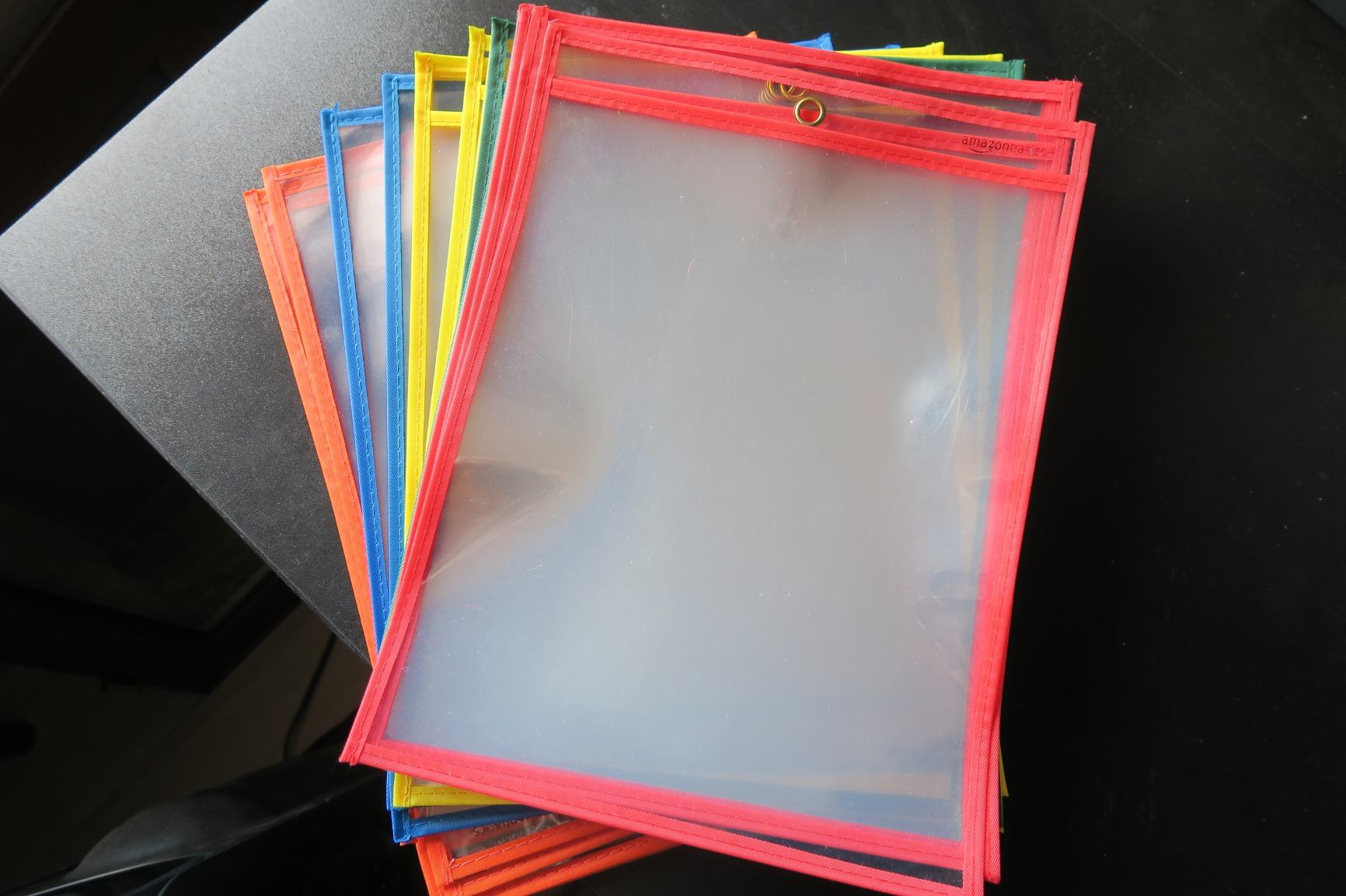 Amazon Basics Buste Trasparenti A4 Cancellabili 25pz Colori
