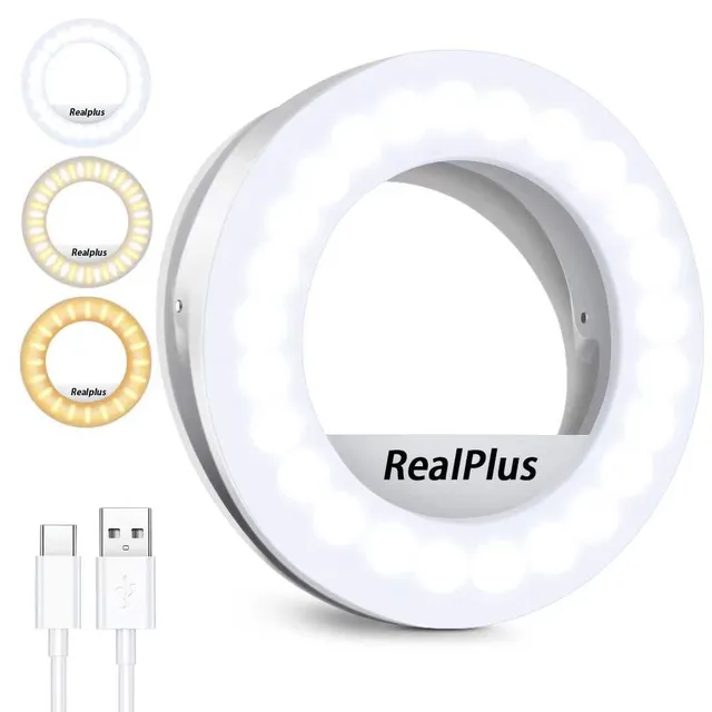 RealPlus Luce Selfie ad Anello LED con Clip Ricaricabile 40 LED