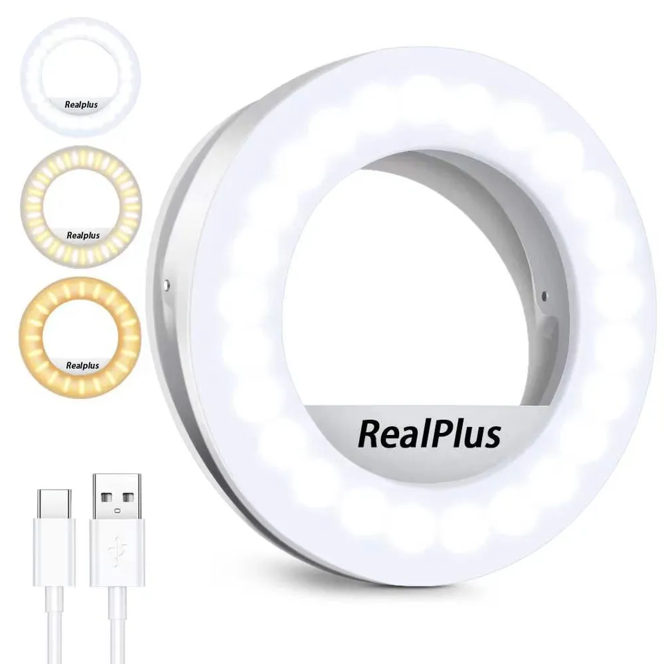 RealPlus Luce Selfie ad Anello LED con Clip Ricaricabile 40 LED